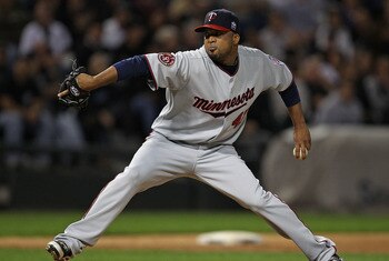 CHICAGO - SEPTEMBER 14: Starting pitcher Francisco Liriano #47 of the Minnesota Twins delivers the ball against the Chicago White Sox at U.S. Cellular Field on September 14, 2010 in Chicago, Illinois. (Photo by Jonathan Daniel/Getty Images)