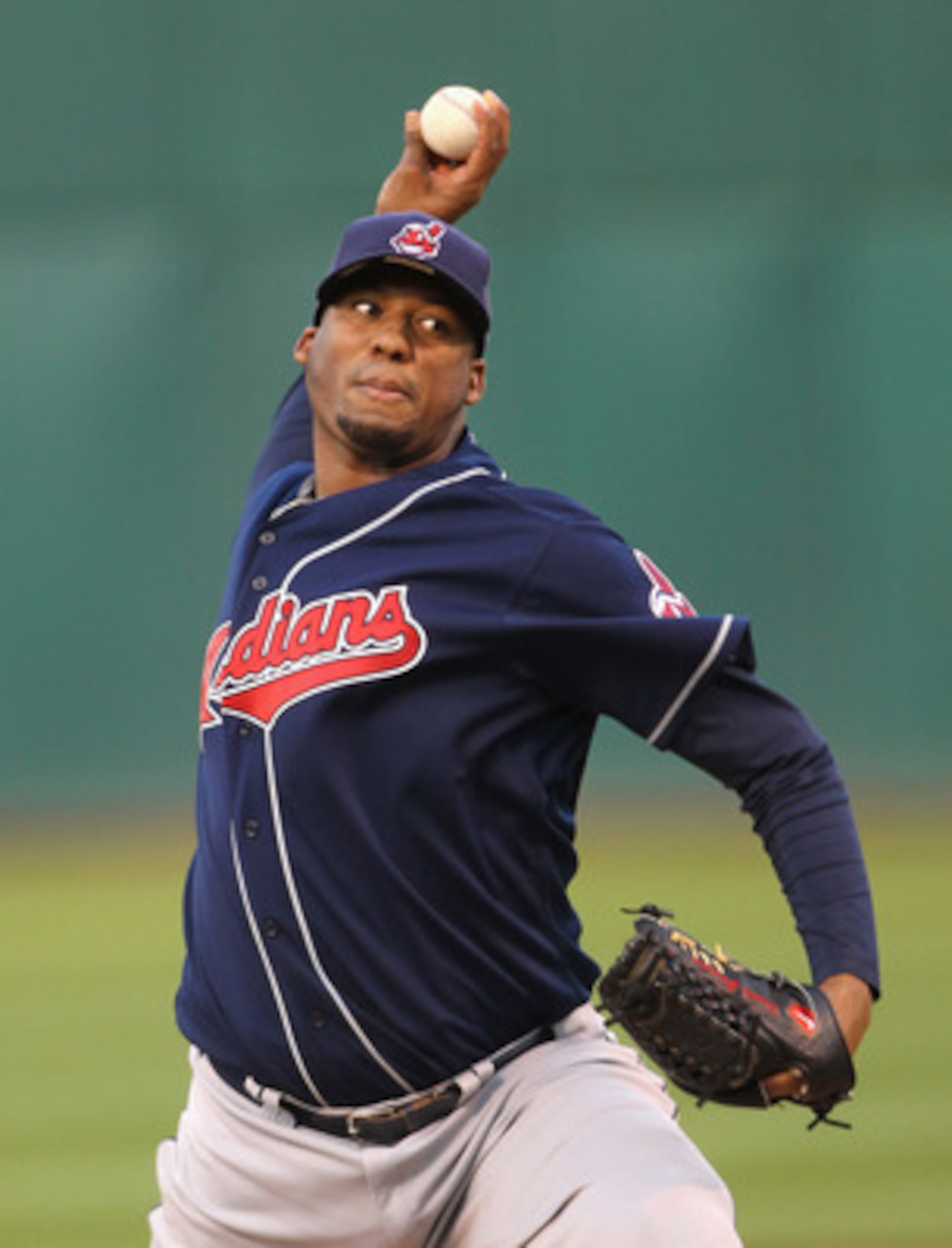 OAKLAND, CA - MAY 03:  Fausto Carmona #55 of the Cleveland Indians pitches against the Oakland Athletics at Oakland-Alameda County Coliseum on May 3, 2011 in Oakland, California.  (Photo by Ezra Shaw/Getty Images)