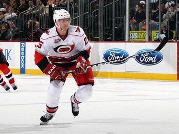 NEWARK, NJ - FEBRUARY 16: Joni Pitkanen #25 of the Carolina Hurricanes skates against the New Jersey Devils at the Prudential Center on February 16, 2011 in Newark, New Jersey. (Photo by Bruce Bennett/Getty Images) NEWARK, NJ - FEBRUARY 16: Joni Pitkanen #25 of the Carolina Hurricanes skates against the New Jersey Devils at the Prudential Center on February 16, 2011 in Newark, New Jersey. (Photo by Bruce Bennett/Getty Images)