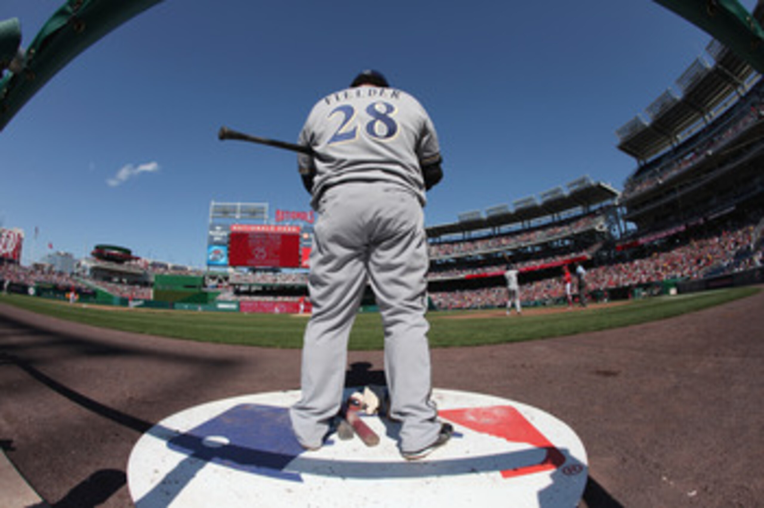 WASHINGTON, DC - APRIL 17: Prince Fielder #28 of the Milwaukee Brewers in the on deck circle against the Washington Nationals during the second game of a doubleheader at Nationals Park on April 17, 2011 in Washington, DC. (Photo by Rob Carr/Getty Images WASHINGTON, DC - APRIL 17: Prince Fielder #28 of the Milwaukee Brewers in the on deck circle against the Washington Nationals during the second game of a doubleheader at Nationals Park on April 17, 2011 in Washington, DC. (Photo by Rob Carr/Getty Images