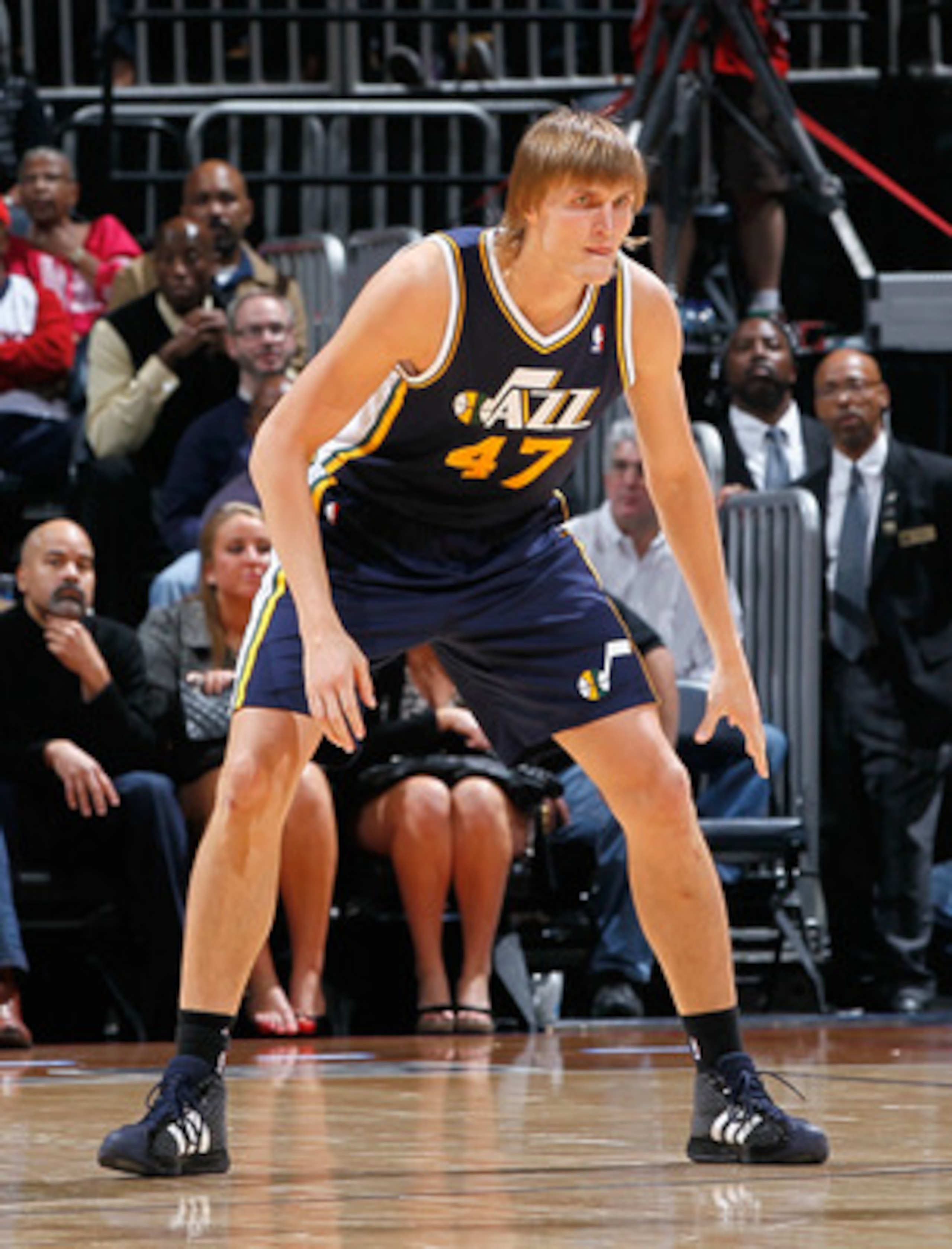 ATLANTA - NOVEMBER 12:  Andrei Kirilenko #47 of the Utah Jazz against the Atlanta Hawks at Philips Arena on November 12, 2010 in Atlanta, Georgia.  NOTE TO USER: User expressly acknowledges and agrees that, by downloading and/or using this Photograph, Use