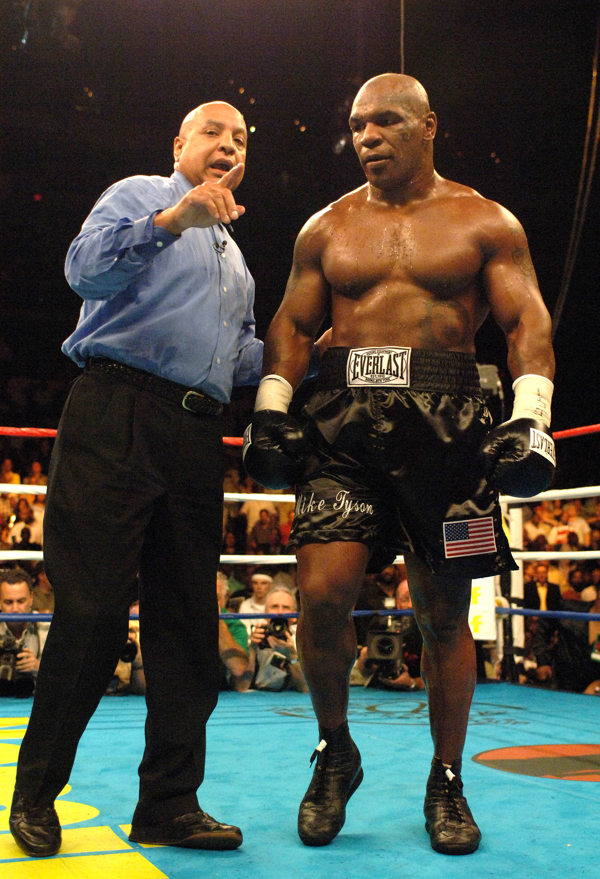 WASHINGTON - JUNE 11:  Mike Tyson is ordered to his corner by referee Joe Cortez during his heavyweight bout against Kevin McBride at the MCI Center June 11, 2005 in Washington, DC. McBride won by TKO after Mike Tyson's corner stopped the fight at the end