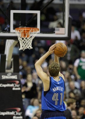 WASHINGTON, DC - FEBRUARY 26: Dirk Nowitzki #41 of the Dallas Mavericks shoots a free throw against the Washington Wizards at the Verizon Center on February 26, 2011 in Washington, DC. NOTE TO USER: User expressly acknowledges and agrees that, by download WASHINGTON, DC - FEBRUARY 26: Dirk Nowitzki #41 of the Dallas Mavericks shoots a free throw against the Washington Wizards at the Verizon Center on February 26, 2011 in Washington, DC. NOTE TO USER: User expressly acknowledges and agrees that, by download