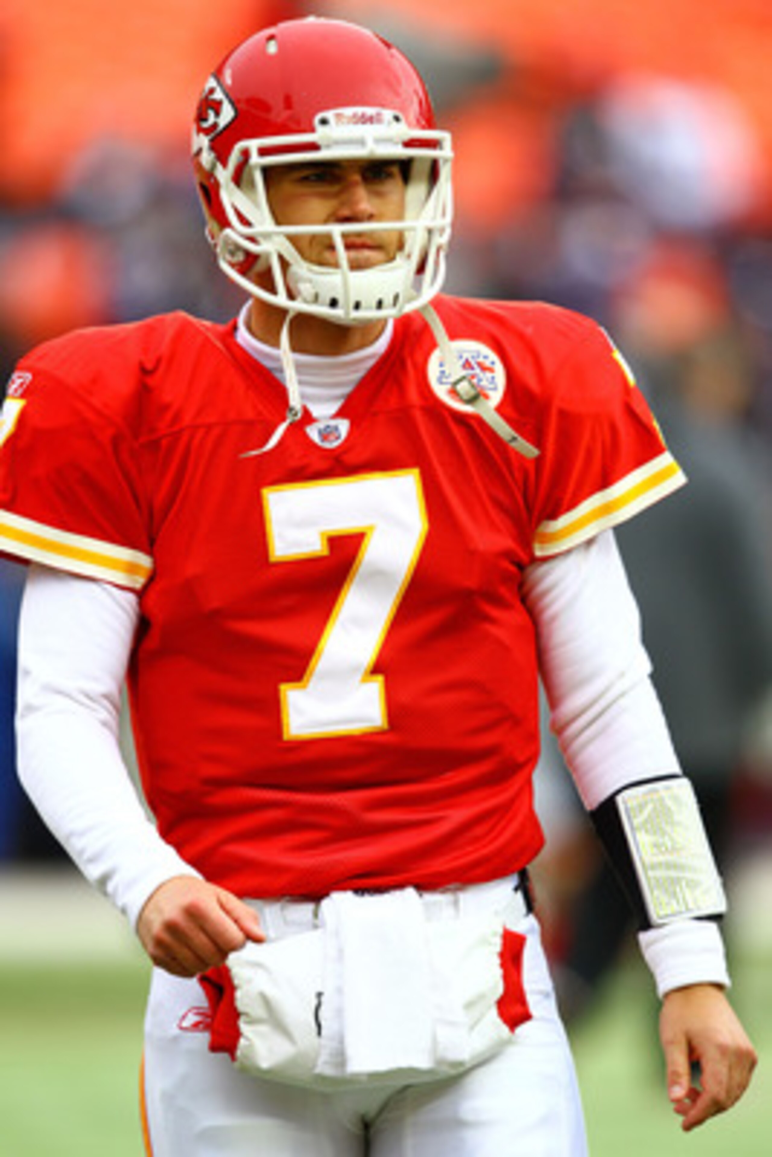 KANSAS CITY, MO - JANUARY 09: Quarterback Matt Cassel #7 of the Kansas City Chiefs warms up prior to playing the Baltimore Ravens in their 2011 AFC wild card playoff game at Arrowhead Stadium on January 9, 2011 in Kansas City, Missouri. (Photo by Dilip KANSAS CITY, MO - JANUARY 09: Quarterback Matt Cassel #7 of the Kansas City Chiefs warms up prior to playing the Baltimore Ravens in their 2011 AFC wild card playoff game at Arrowhead Stadium on January 9, 2011 in Kansas City, Missouri. (Photo by Dilip