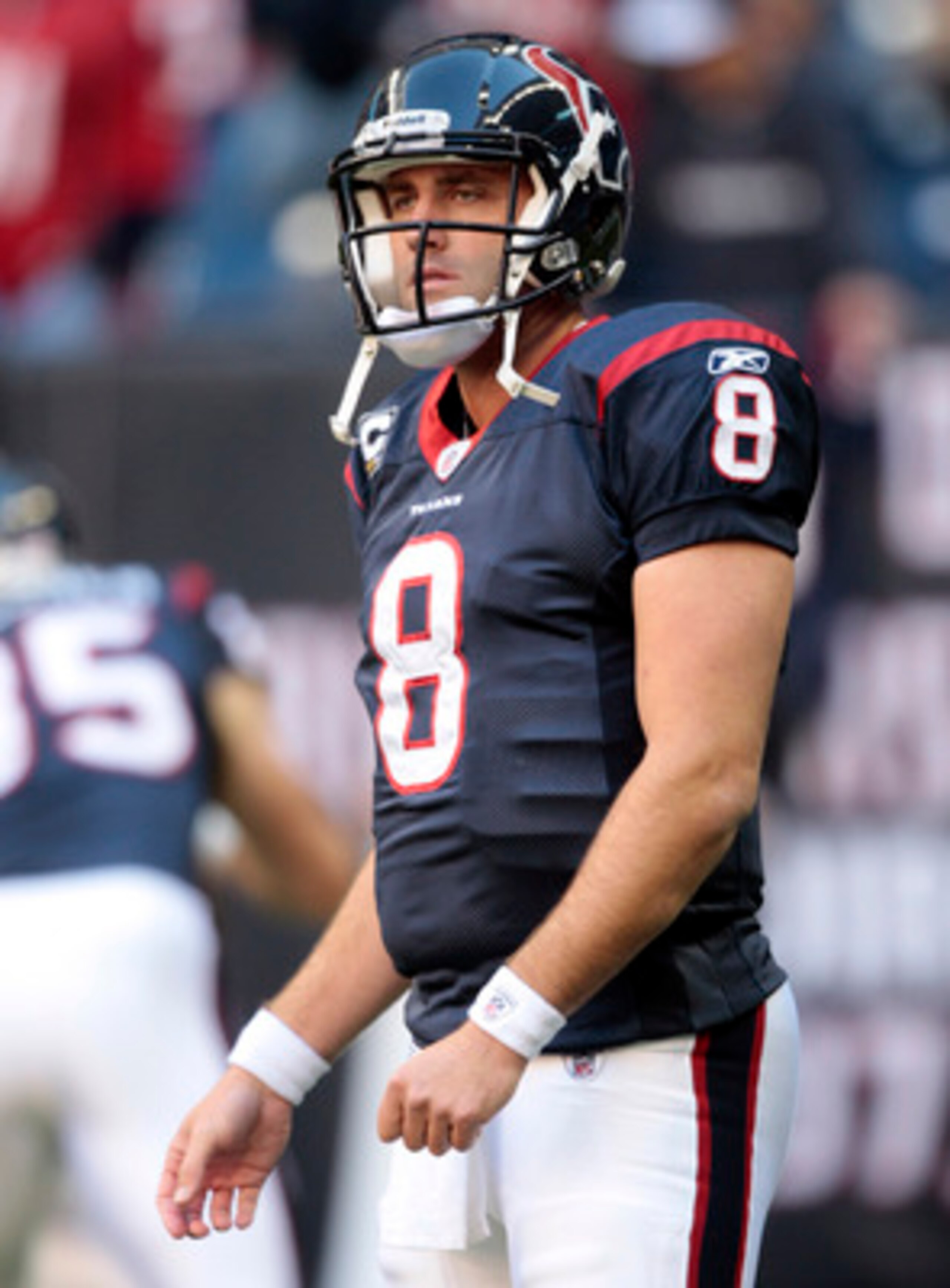 HOUSTON, TX - JANUARY 02: Quarterback Matt Schaub #8 of the Houston Texans during warm ups before playing Jacksonville Jaguars at Reliant Stadium on January 2, 2011 in Houston, Texas. (Photo by Bob Levey/Getty Images) HOUSTON, TX - JANUARY 02: Quarterback Matt Schaub #8 of the Houston Texans during warm ups before playing Jacksonville Jaguars at Reliant Stadium on January 2, 2011 in Houston, Texas. (Photo by Bob Levey/Getty Images)