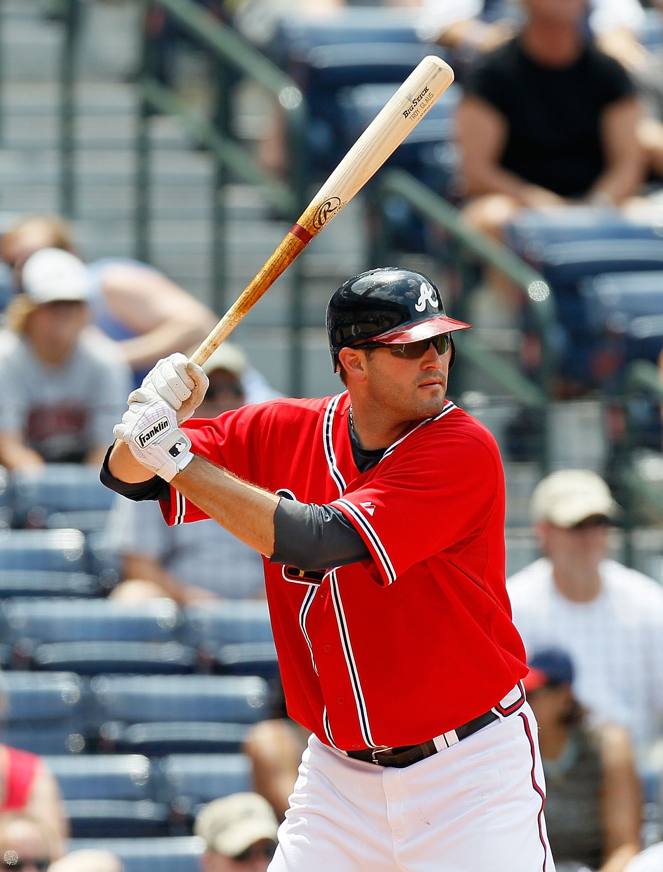 ATLANTA - JUNE 27:  Troy Glaus #25 of the Atlanta Braves against the Detroit Tigers at Turner Field on June 27, 2010 in Atlanta, Georgia.  (Photo by Kevin C. Cox/Getty Images)
