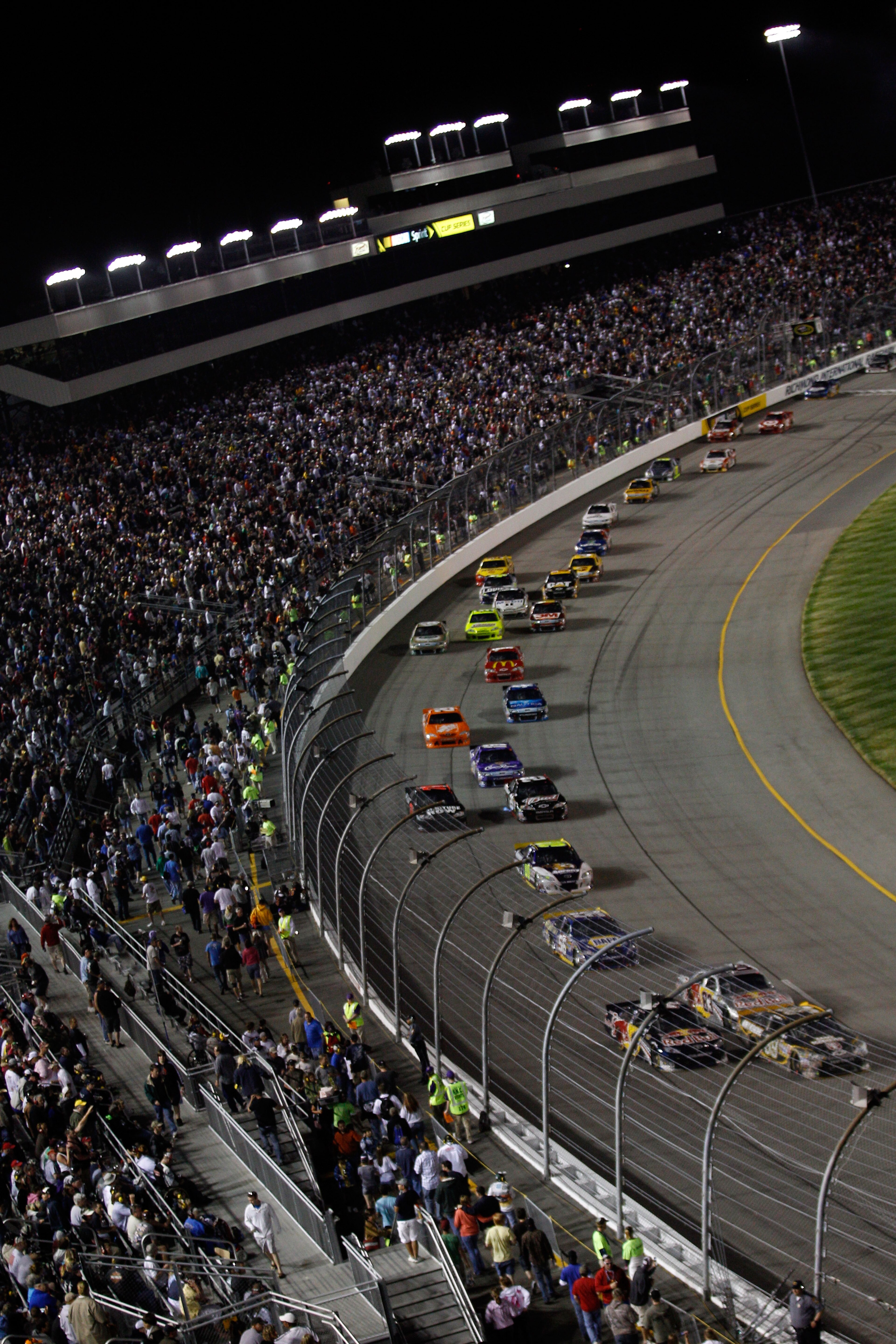 RICHMOND, VA - APRIL 30:  A view of race action during the NASCAR Sprint Cup Series Crown Royal Presents The Matthew & Daniel Hansen 400 at Richmond International Raceway on April 30, 2011 in Richmond, Virginia.  (Photo by Chris Graythen/Getty Images)