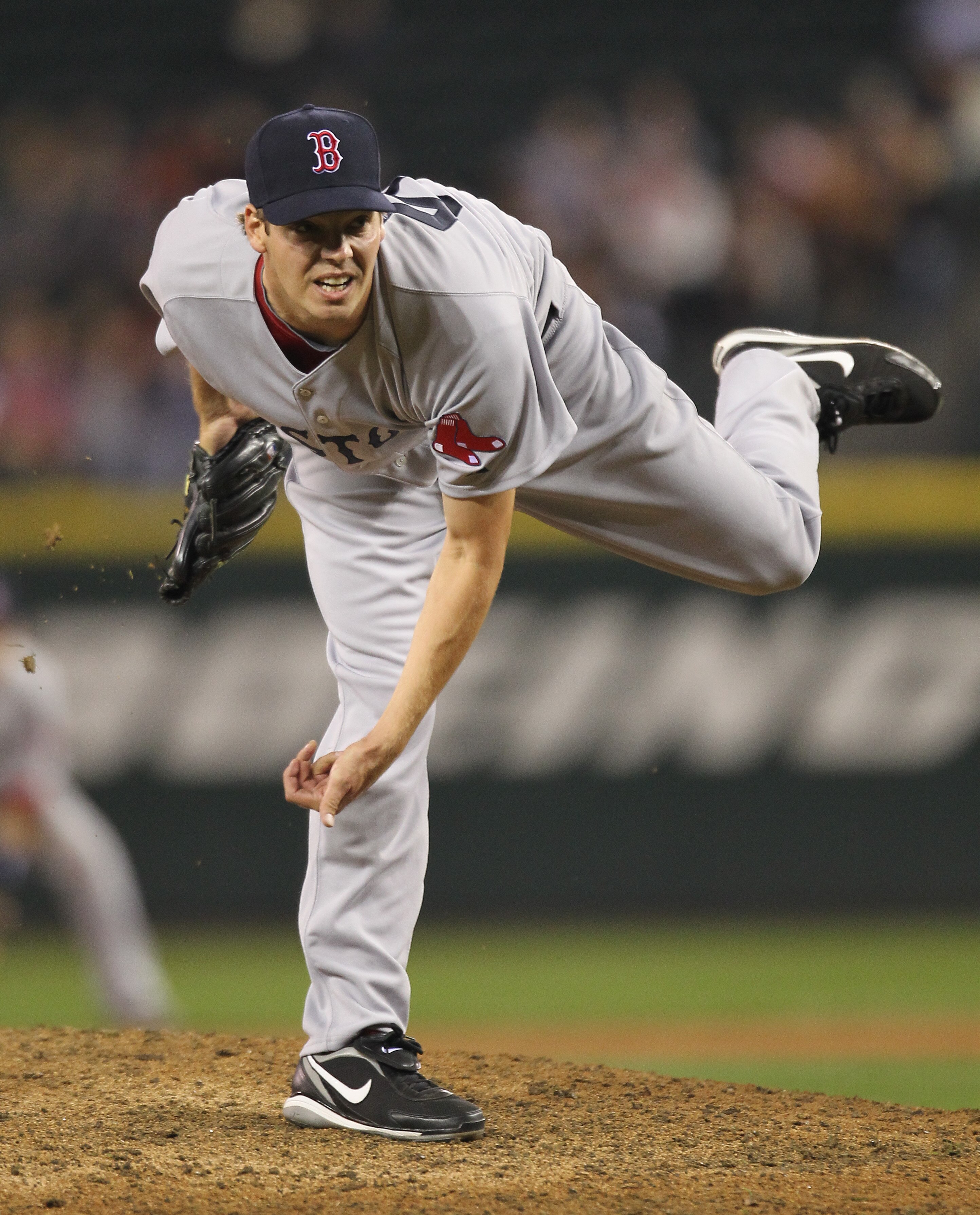 SEATTLE - SEPTEMBER 14:  Relief pitcher Rich Hill #53 of the Boston Red Sox pitches against the Seattle Mariners at Safeco Field on September 14, 2010 in Seattle, Washington. The Red Sox won 9-6. (Photo by Otto Greule Jr/Getty Images)