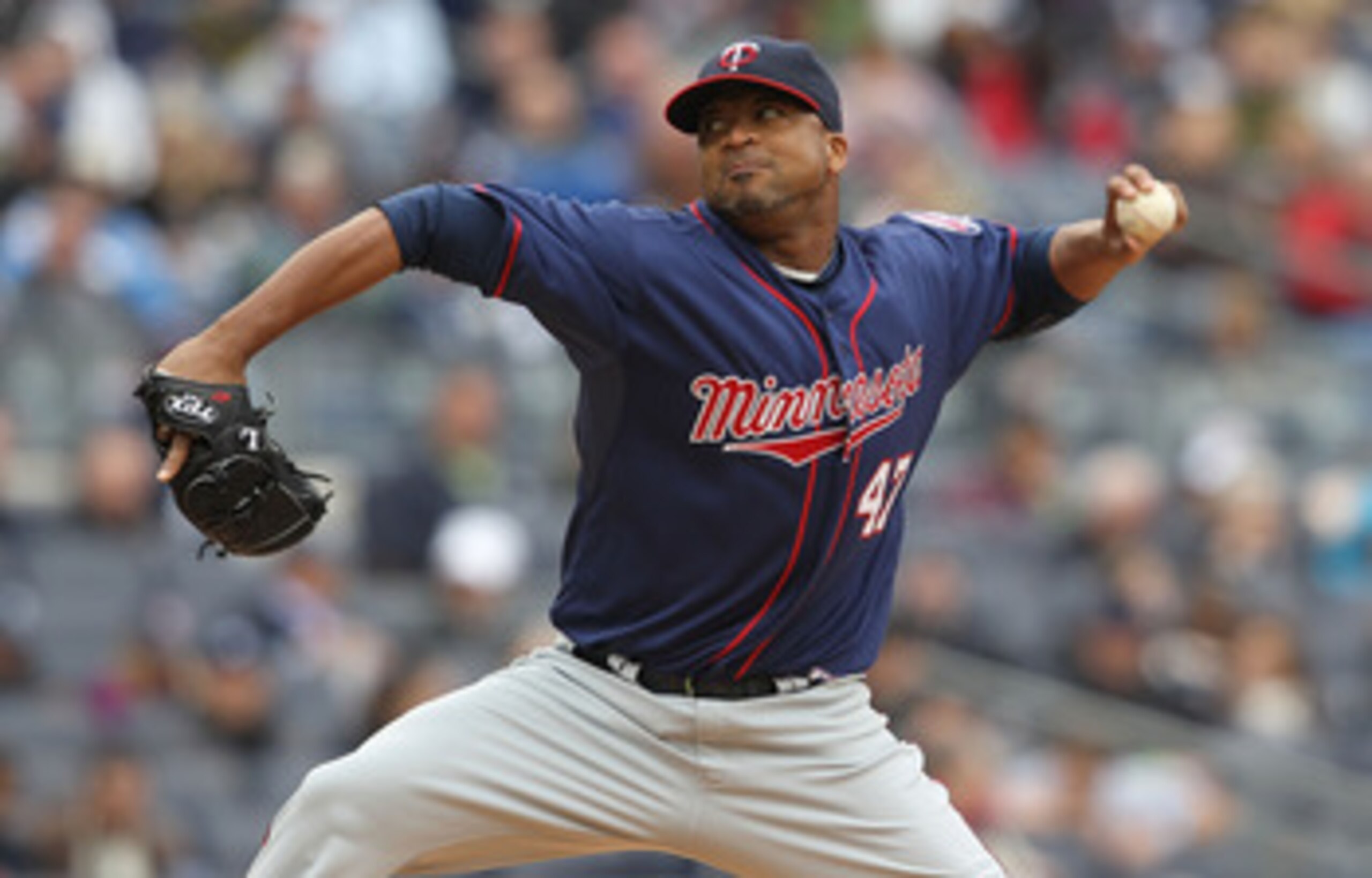 NEW YORK, NY - APRIL 07: Francisco Liriano #47 of the Minnesota Twins pitches against the New York Yankees at Yankee Stadium on April 7, 2011 in the Bronx borough of New York City.  (Photo by Nick Laham/Getty Images)