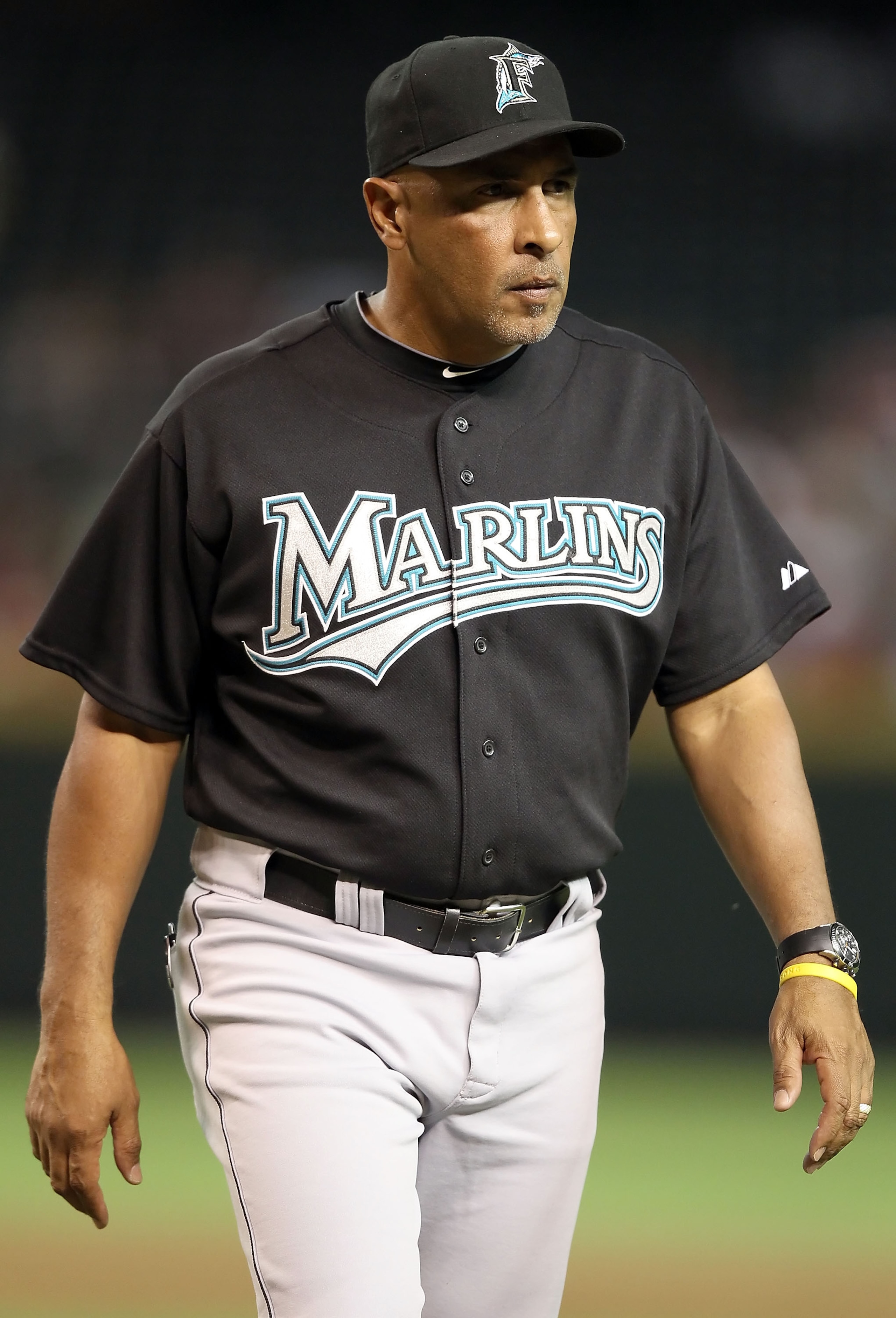 PHOENIX - JULY 08:  Manager Edwin Rodriguez of the Florida Marlins during the Major League Baseball game against the Arizona Diamondbacks at Chase Field on July 8, 2010 in Phoenix, Arizona. The Diamondbacks defeated the Marlins 10-4.  (Photo by Christian