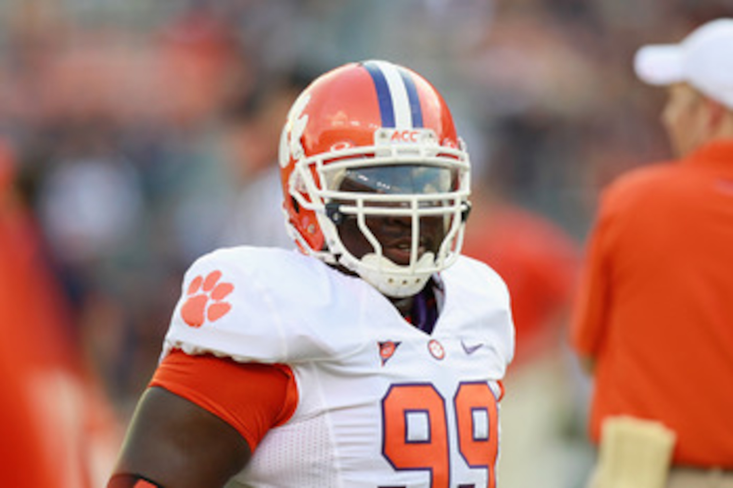 AUBURN, AL - SEPTEMBER 18: Jarvis Jenkins #99 of the Clemson Tigers against the Auburn Tigers at Jordan-Hare Stadium on September 18, 2010 in Auburn, Alabama. (Photo by Kevin C. Cox/Getty Images) AUBURN, AL - SEPTEMBER 18: Jarvis Jenkins #99 of the Clemson Tigers against the Auburn Tigers at Jordan-Hare Stadium on September 18, 2010 in Auburn, Alabama. (Photo by Kevin C. Cox/Getty Images)