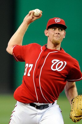 WASHINGTON - JULY 09:  Stephen Strasburg #37 of the Washington Nationals pitches against the San Francisco Giants at Nationals Park on July 9, 2010 in Washington, DC.  (Photo by Greg Fiume/Getty Images)
