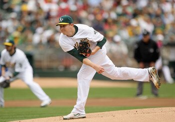 OAKLAND, CA - APRIL 17:  Trevor Cahill #53 of the Oakland Athletics picthes against the Detroit Tigers at Oakland-Alameda County Coliseum on April 17, 2011 in Oakland, California.  (Photo by Ezra Shaw/Getty Images)