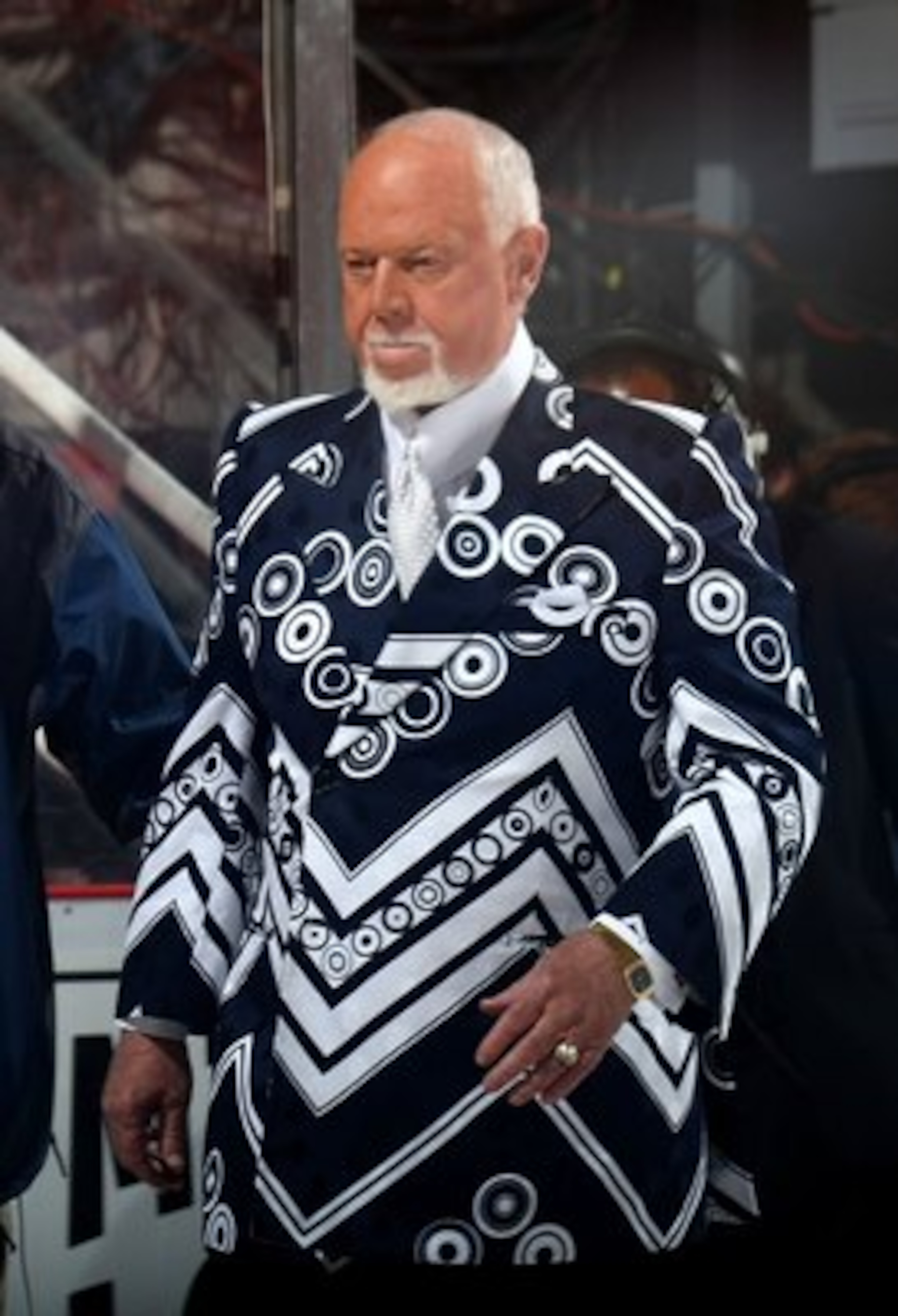 DETROIT - MAY 30:  Announcer Don Cherry walks onto the ice before the Pittsburgh Penguins face the Detroit Red Wings during Game 1 of the 2009 Stanley Cup Finals at Joe Louis Arena on May 30, 2009 in Detroit, Michigan.  (Photo by Bruce Bennett/Getty Image