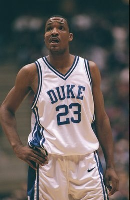 22 Dec 1998:  Forward Chris Carrawell #23 of the Duke Blue Devils looks on during the Jimmy V Classic against the Kentucky Wildcats at the Continental Airlines Arena in East Rutherford, New Jersey. Duke defeated Kentucky 71-60. Mandatory Credit: Jamie Squ