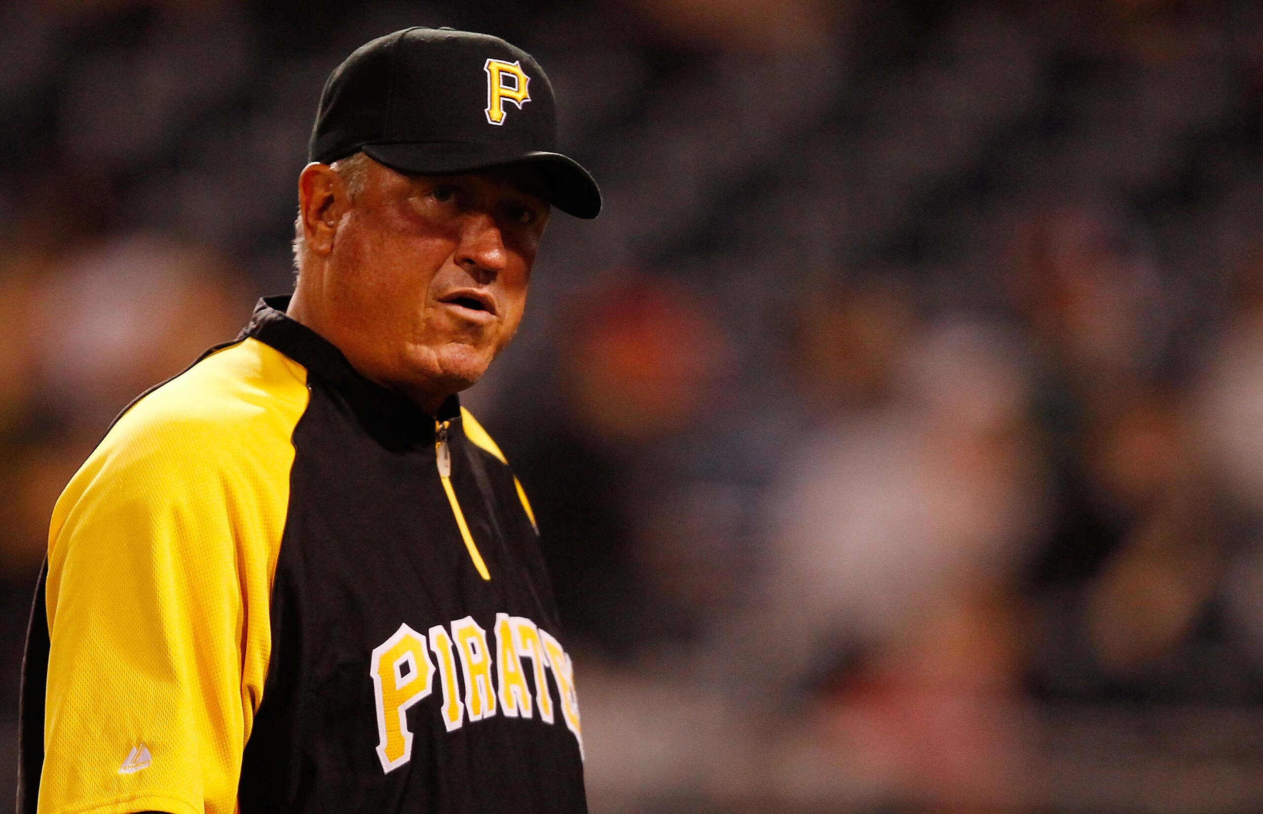 PITTSBURGH - APRIL 26:  Manager Clint Hurdle #13 of the Pittsburgh Pirates walks back to the dugout against the San Francisco Giants during the game on April 26, 2011 at PNC Park in Pittsburgh, Pennsylvania.  (Photo by Jared Wickerham/Getty Images)