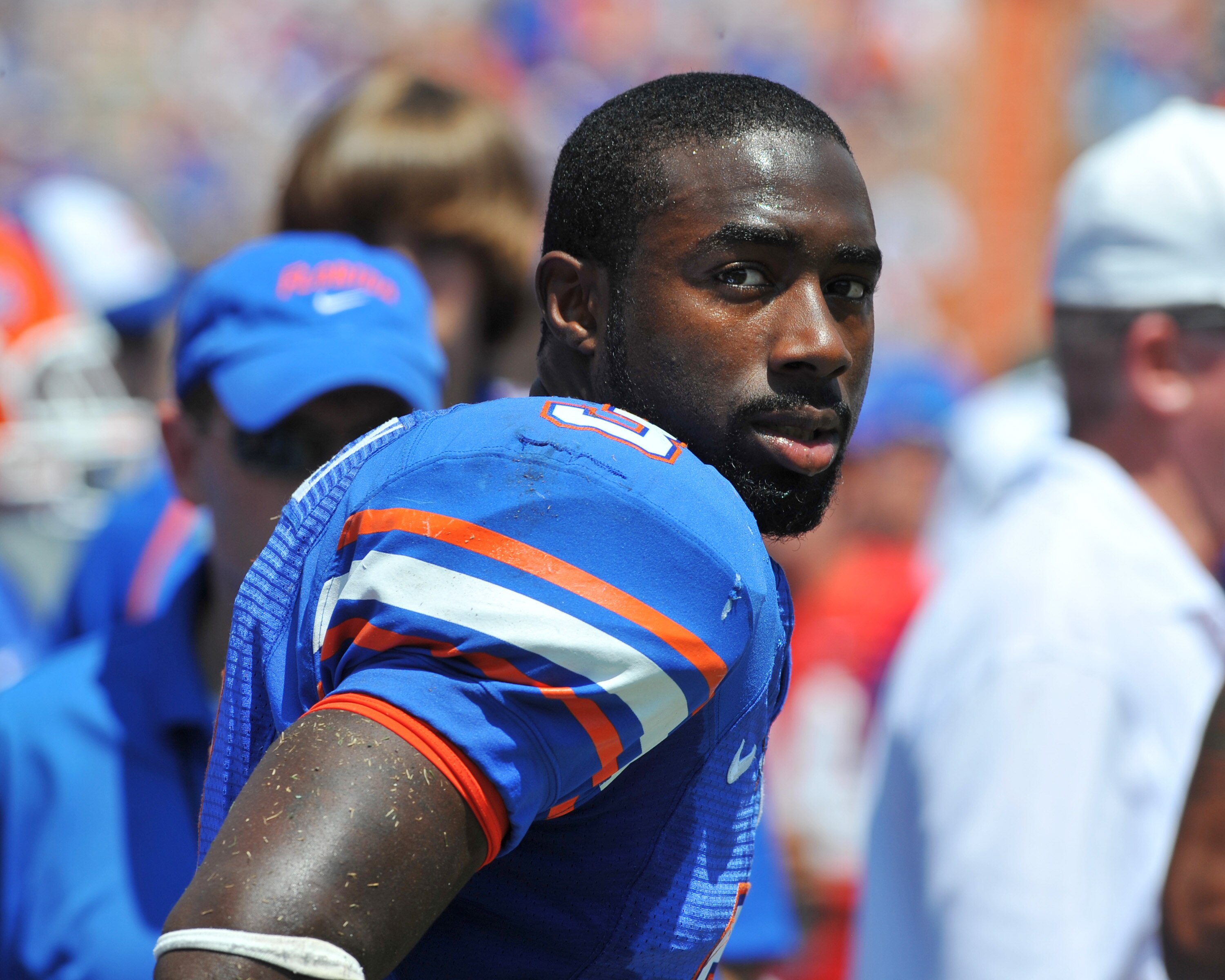 GAINESVILLE, FL - APRIL 9:  Running back Chris Rainey #3 of the Florida Gators watches play during the Orange and Blue spring football game April 9, 2011 at Ben Hill Griffin Stadium in Gainesville, Florida.  (Photo by Al Messerschmidt/Getty Images)