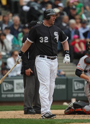 CHICAGO, IL - MAY 01: Adam Dunn #32 of the Chicago White Sox prepares to bat against the Baltimore Orioles at U.S. Cellular Field on May 1, 2011 in Chicago, Illinois. The Orioles defeated the White Sox 6-4. (Photo by Jonathan Daniel/Getty Images)