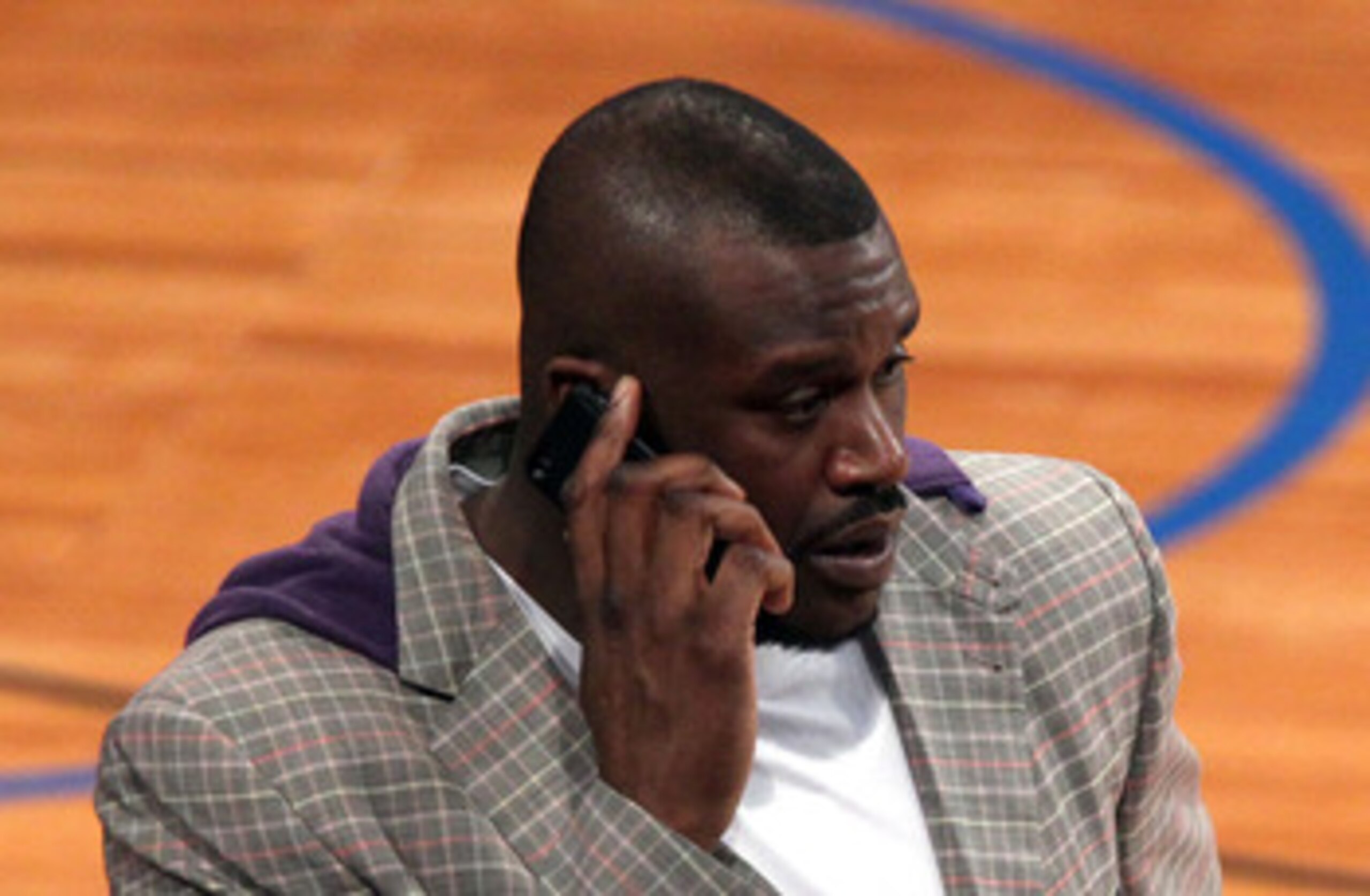 LOS ANGELES, CA - FEBRUARY 19: Shaquille O'Neal of the Boston Celtics talks on his phone during NBA All-Star Saturday night presented by State Farm at Staples Center on February 19, 2011 in Los Angeles, California. (Photo by Noel Vasquez/Getty Images) LOS ANGELES, CA - FEBRUARY 19: Shaquille O'Neal of the Boston Celtics talks on his phone during NBA All-Star Saturday night presented by State Farm at Staples Center on February 19, 2011 in Los Angeles, California. (Photo by Noel Vasquez/Getty Images)