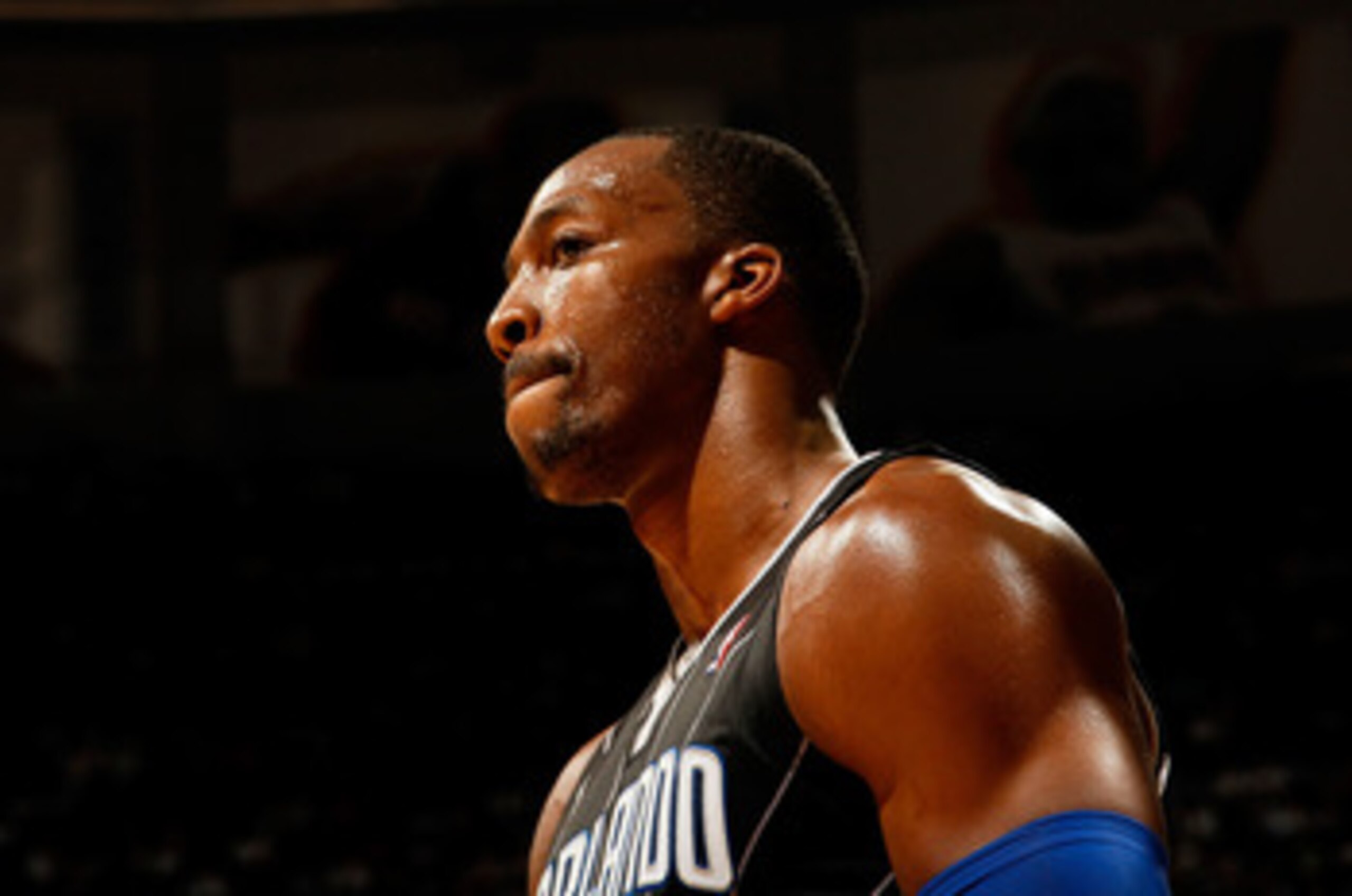 ATLANTA, GA - APRIL 28:  Dwight Howard #12 of the Orlando Magic reacts after a turnover to the Atlanta Hawks during Game Six of the Eastern Conference Quarterfinals in the 2011 NBA Playoffs at Philips Arena on April 28, 2011 in Atlanta, Georgia.  NOTE TO