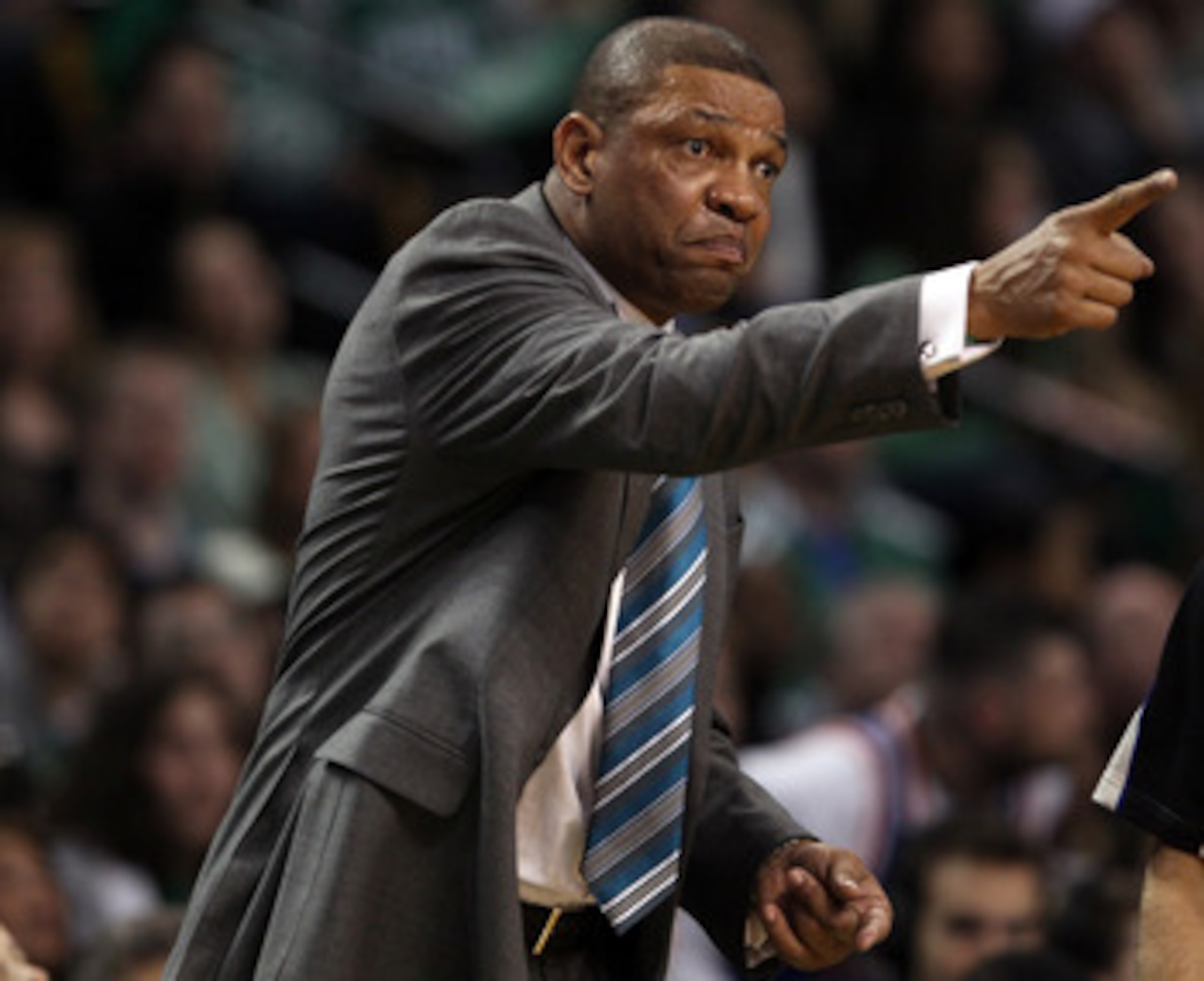 BOSTON, MA - APRIL 19: Doc Rivers of the Boston Celtics directs his players in the second half against the New York Knicks in Game Two of the Eastern Conference Quarterfinals in the 2011 NBA Playoffs on April 19, 2011 at the TD Garden in Boston, Massachu BOSTON, MA - APRIL 19: Doc Rivers of the Boston Celtics directs his players in the second half against the New York Knicks in Game Two of the Eastern Conference Quarterfinals in the 2011 NBA Playoffs on April 19, 2011 at the TD Garden in Boston, Massachu