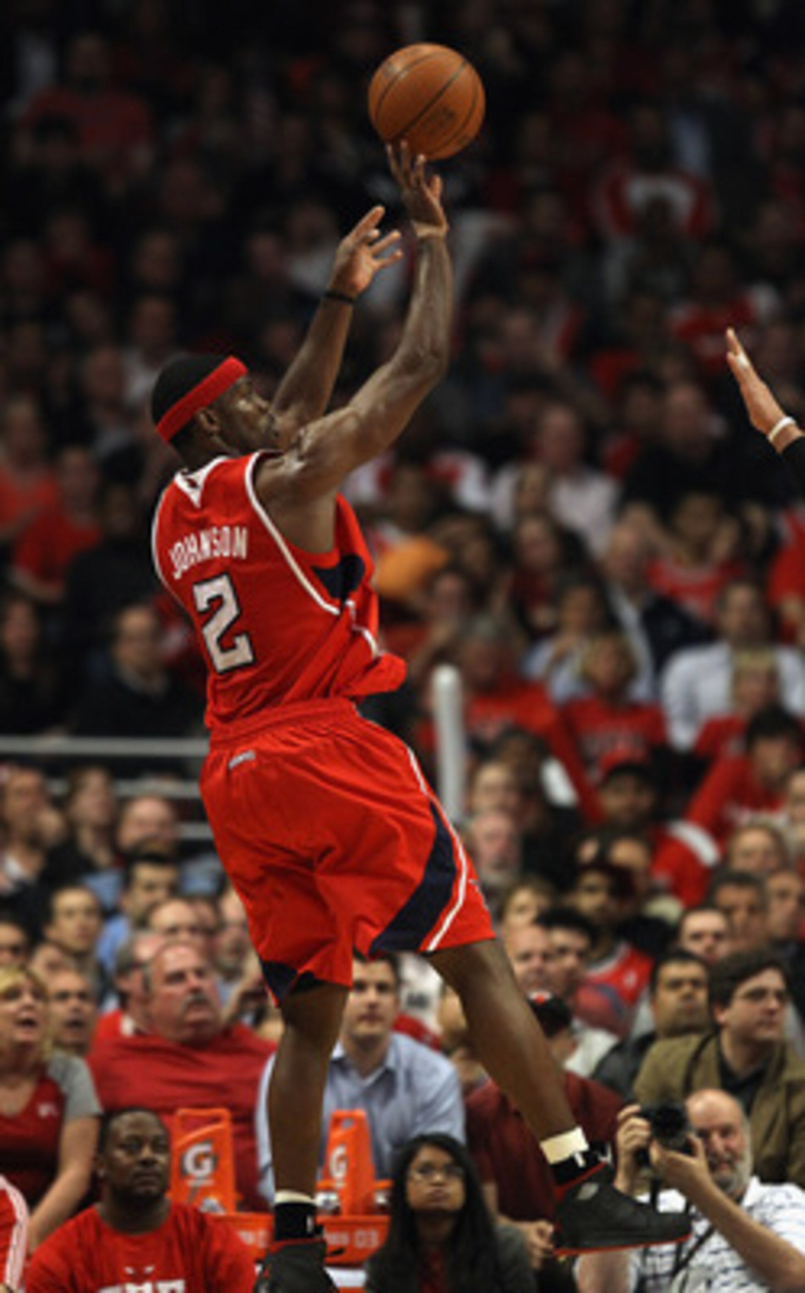 CHICAGO, IL - MAY 02: Joe Johnson #2 of the Atlanta Hawks puts up a shot on his way to a game-high 34 points against the Chicago Bulls in Game One of the Eastern Conference Semifinals in the 2011 NBA Playoffs at the United Center on May 2, 2011 in Chicago