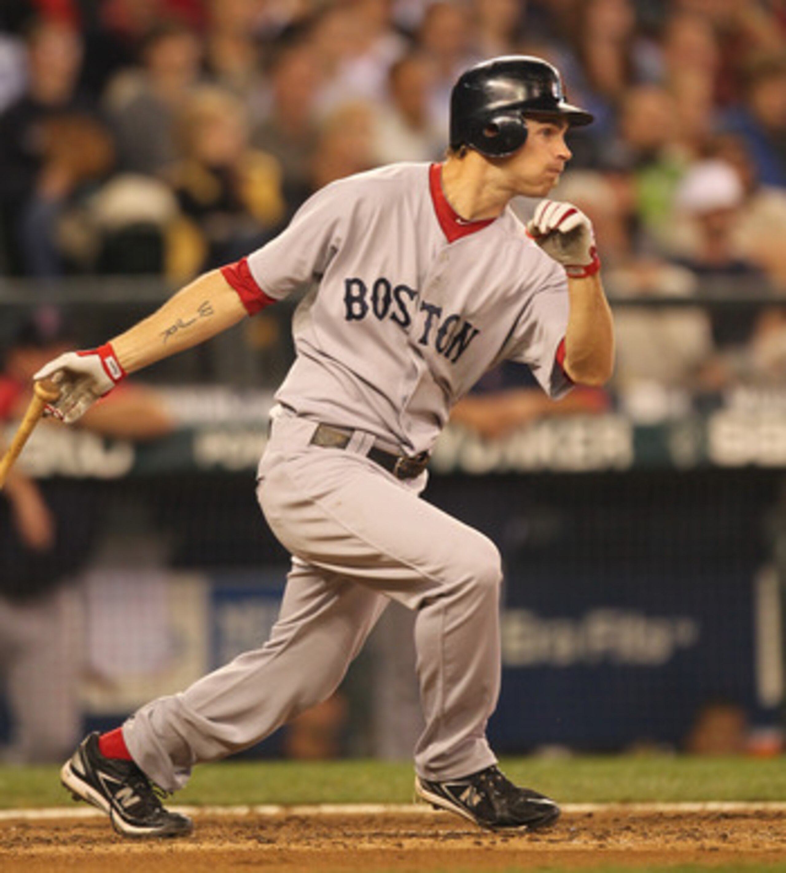 SEATTLE - SEPTEMBER 15:  Josh Reddick #46 of the Boston Red Sox singles against the Seattle Mariners at Safeco Field on September 15, 2010 in Seattle, Washington. (Photo by Otto Greule Jr/Getty Images)