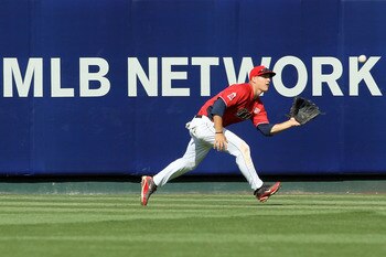 ANAHEIM, CA - JULY 11:  U.S. Futures All-Star Brett Jackson #13 of the Chicago Cubs makes the catch on a fly ball during the 2010 XM All-Star Futures Game at Angel Stadium of Anaheim on July 11, 2010 in Anaheim, California.  (Photo by Stephen Dunn/Getty I