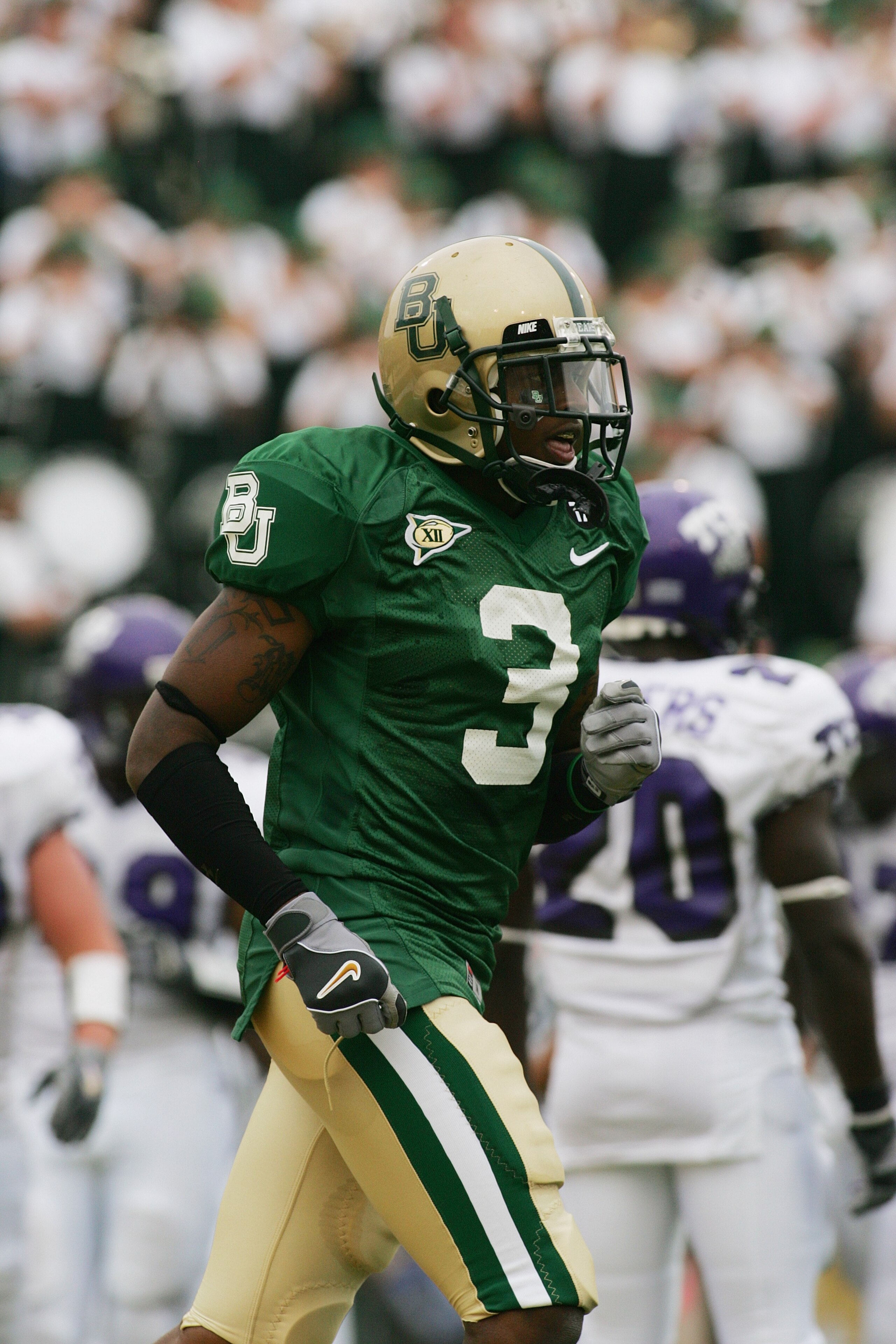 WACO, TX - SEPTEMBER 3:  Wide receiver Mikail Baker #3 of the Baylor Bears jogs on the field during the game against the TCU Horned Frogs on September 3, 2006 at Floyd Casey Stadium in Waco, Texas. TCU defeated Baylor 17-7.  (Photo by Ronald Martinez/Gett
