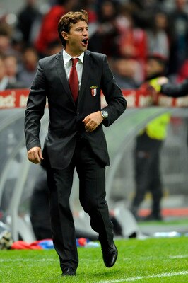BRAGA, PORTUGAL - OCTOBER 23:  SC Braga head coach Domingos Paciencia during the Portuguese Primeira Liga match between SC Braga and SC Olhanense held on October 23, 2010 at the Estadio Axa, in Braga, Portugal. SC Braga won the match 3-1. (Photo by Fernan