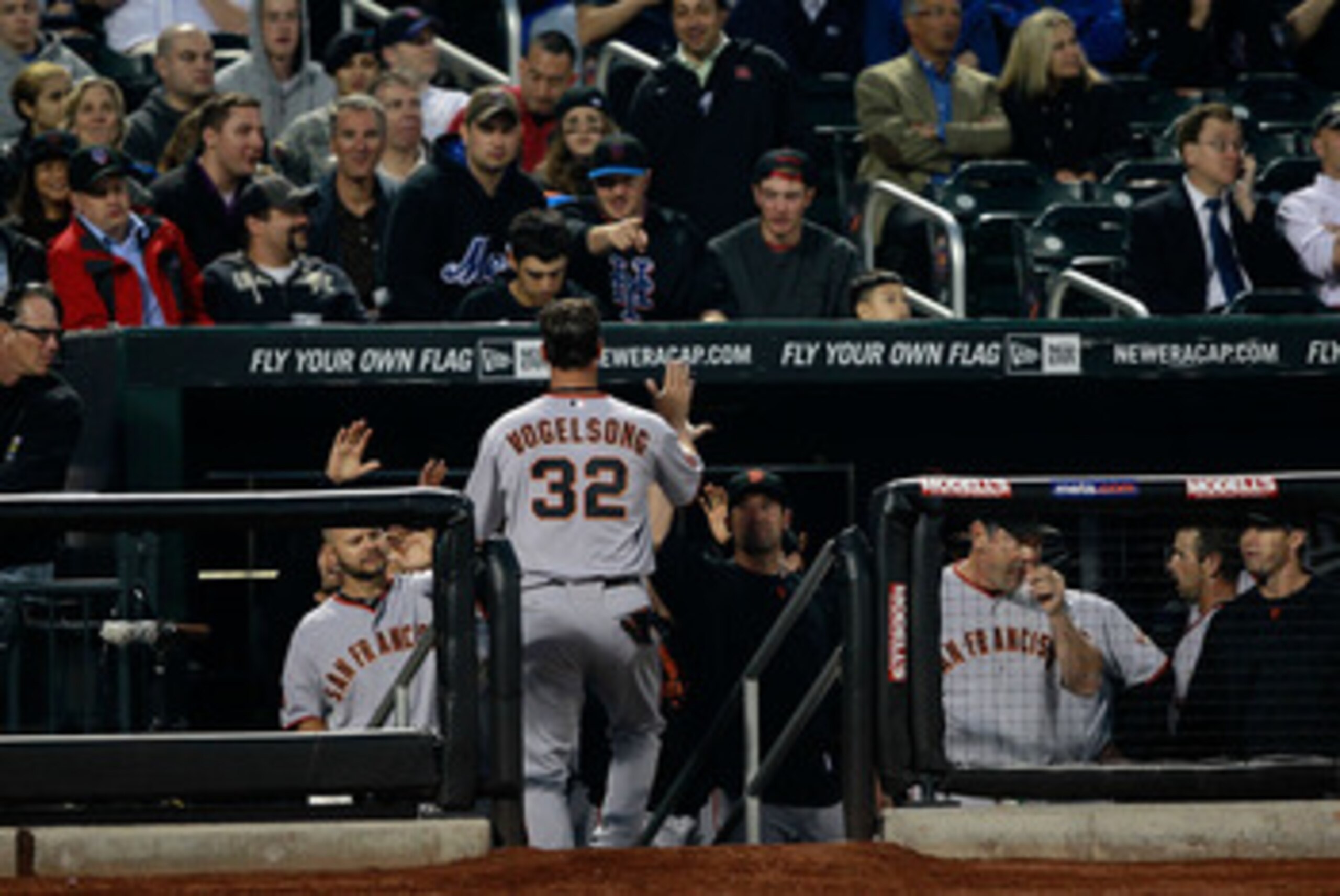 NEW YORK, NY - MAY 03:  Ryan Vogelsong #32 of the San Francisco Giants scores in the third inning against the New York Mets at Citi Field on May 3, 2011 in the Flushing neighborhood of the Queens borough of New York City.  (Photo by Chris Trotman/Getty Im