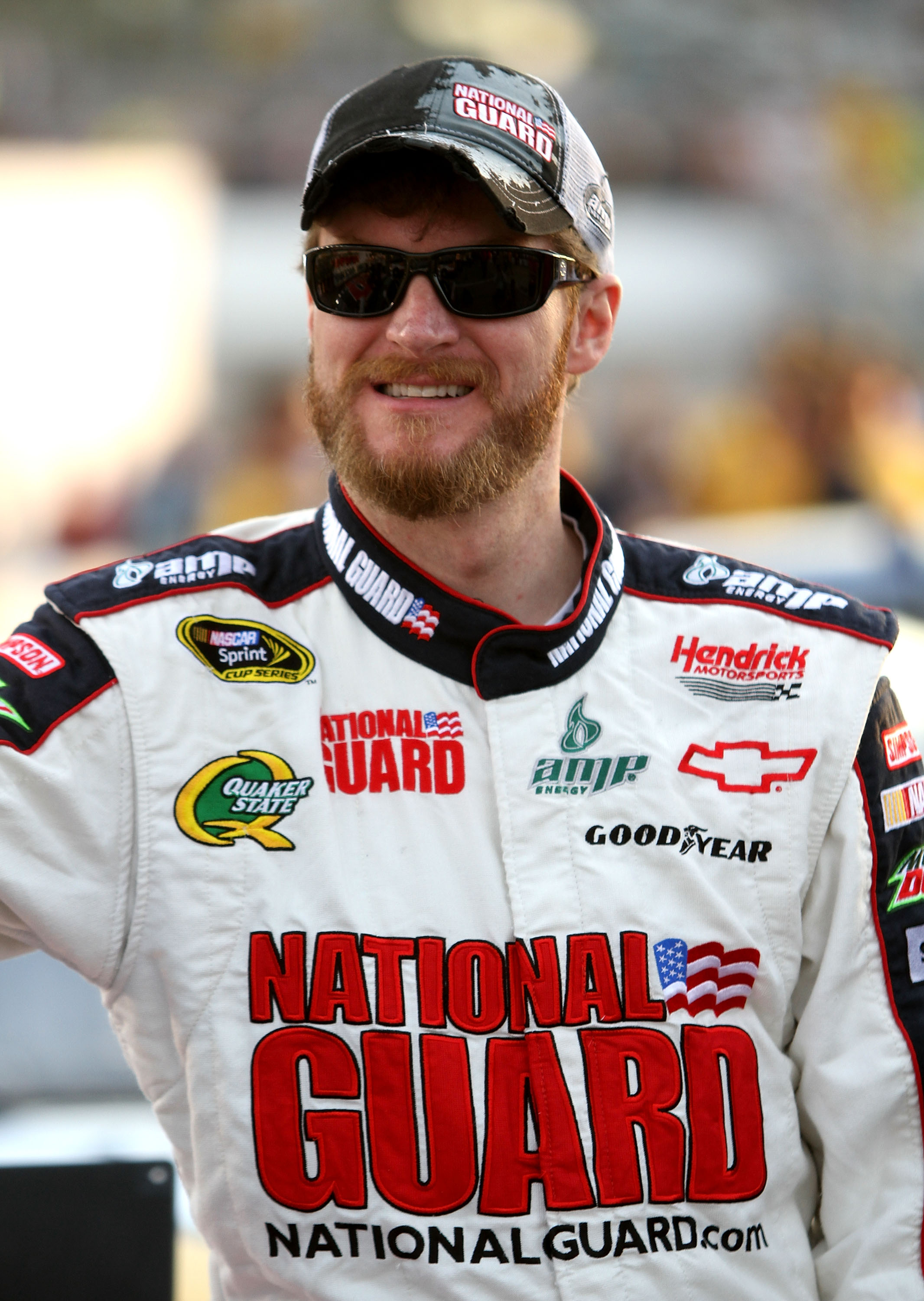 RICHMOND, VA - APRIL 30:  Dale Earnhardt Jr., driver of the #88 National Guard / AMP Energy Chevrolet waits on the grid prior to the NASCAR Sprint Cup Series Crown Royal Presents The Matthew & Daniel Hansen 400 at Richmond International Raceway on April 3
