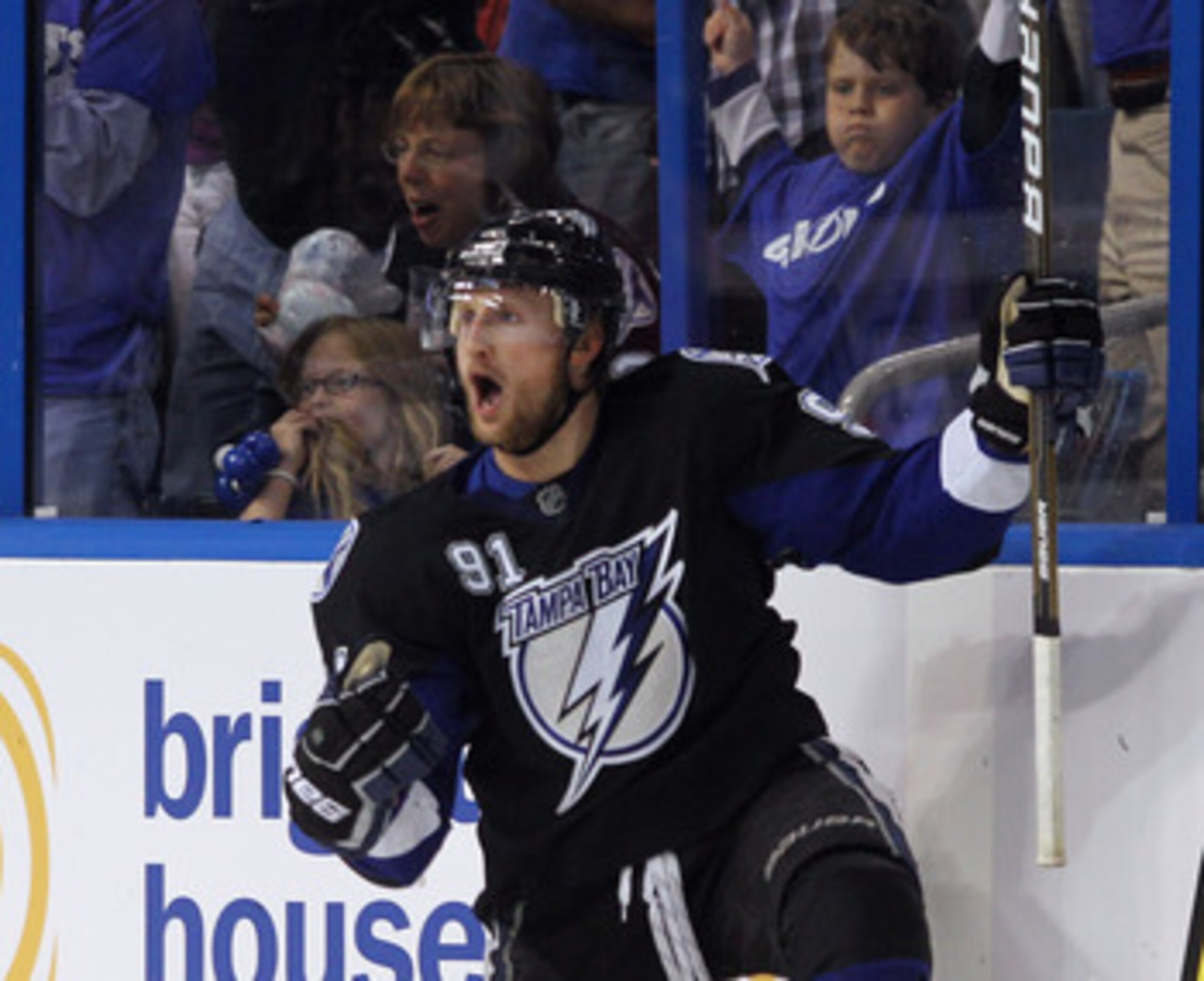 TAMPA, FL - MAY 03: Steven Stamkos #91 of the Tampa Bay Lightning scores the game tying goal in the third period against the Washington Capitals in Game Three of the Eastern Conference Semifinals during the 2011 NHL Stanley Cup Playoffs at St Pete Times TAMPA, FL - MAY 03: Steven Stamkos #91 of the Tampa Bay Lightning scores the game tying goal in the third period against the Washington Capitals in Game Three of the Eastern Conference Semifinals during the 2011 NHL Stanley Cup Playoffs at St Pete Times