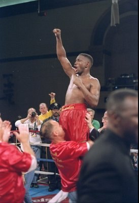 3 Apr 1995: Pernell Whitaker celebrates after winning a fight against Julio Cezar Vasquez. Mandatory Credit: Simon Bruty /Allsport 3 Apr 1995: Pernell Whitaker celebrates after winning a fight against Julio Cezar Vasquez. Mandatory Credit: Simon Bruty /Allsport