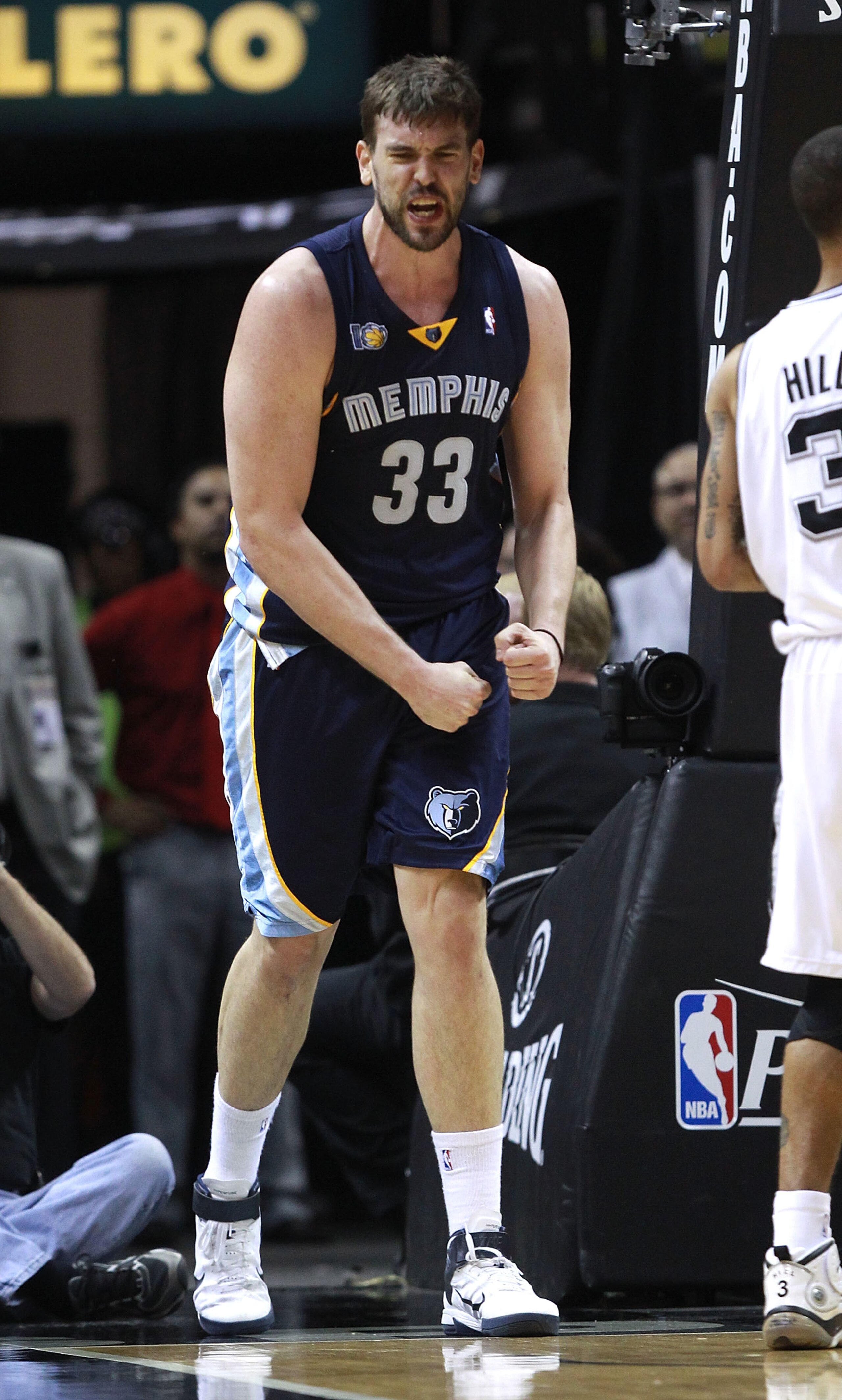 SAN ANTONIO, TX - APRIL 27: Marc Gasol #33 of the Memphis Grizzlies reacts to a call during a game against the San Antionio Spurs in Game Five of the Western Conference Quarterfinals in the 2011 NBA Playoffs on April 27, 2011 at AT&T Center in San Antoni SAN ANTONIO, TX - APRIL 27: Marc Gasol #33 of the Memphis Grizzlies reacts to a call during a game against the San Antionio Spurs in Game Five of the Western Conference Quarterfinals in the 2011 NBA Playoffs on April 27, 2011 at AT&T Center in San Antoni