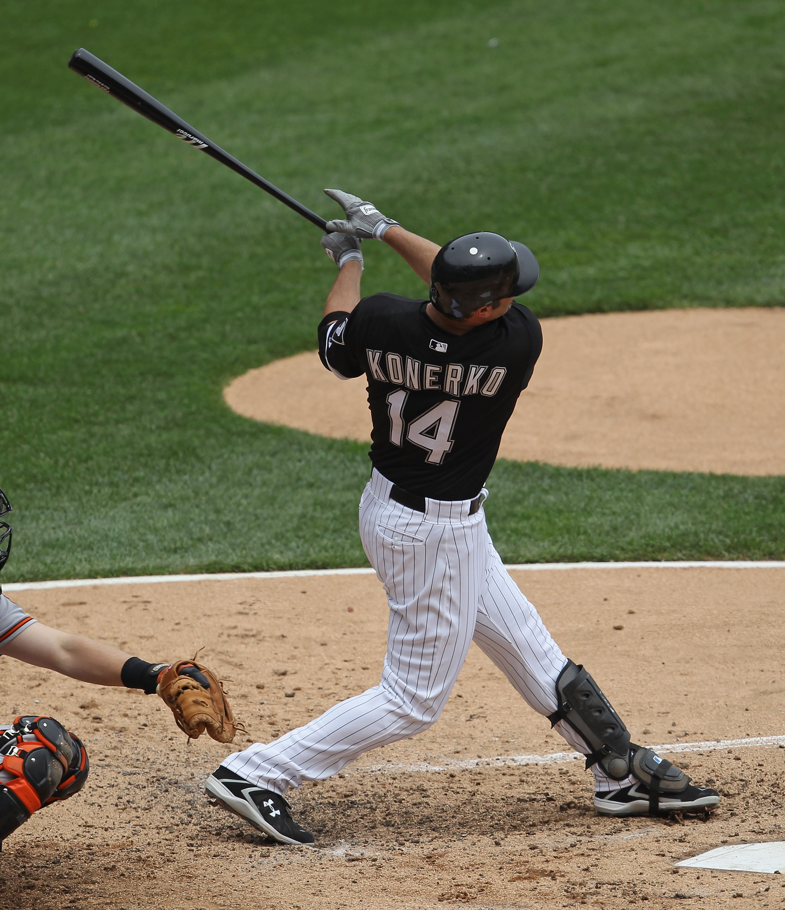 CHICAGO, IL - MAY 01: Paul Konerko #14 of the Chicago White Sox hits the ball against the Baltimore Orioles at U.S. Cellular Field on May 1, 2011 in Chicago, Illinois. The Orioles defeated the White Sox 6-4. (Photo by Jonathan Daniel/Getty Images) CHICAGO, IL - MAY 01: Paul Konerko #14 of the Chicago White Sox hits the ball against the Baltimore Orioles at U.S. Cellular Field on May 1, 2011 in Chicago, Illinois. The Orioles defeated the White Sox 6-4. (Photo by Jonathan Daniel/Getty Images)