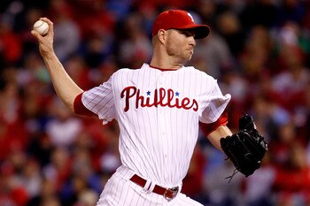 PHILADELPHIA - OCTOBER 17:  Ryan Madson #46 of the Philadelphia Phillies pitches in the ninth inning against the San Francisco Giants in Game Two of the NLCS during the 2010 MLB Playoffs at Citizens Bank Park on October 17, 2010 in Philadelphia, Pennsylva