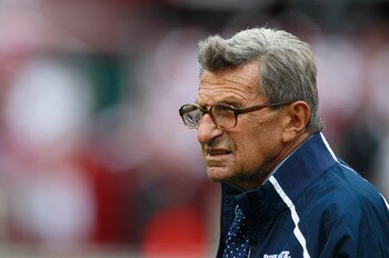 TUSCALOOSA, AL - SEPTEMBER 11:  Head coach Joe Paterno of the Penn State Nittany Lions during warmups before facing the Alabama Crimson Tide at Bryant-Denny Stadium on September 11, 2010 in Tuscaloosa, Alabama.  (Photo by Kevin C. Cox/Getty Images)