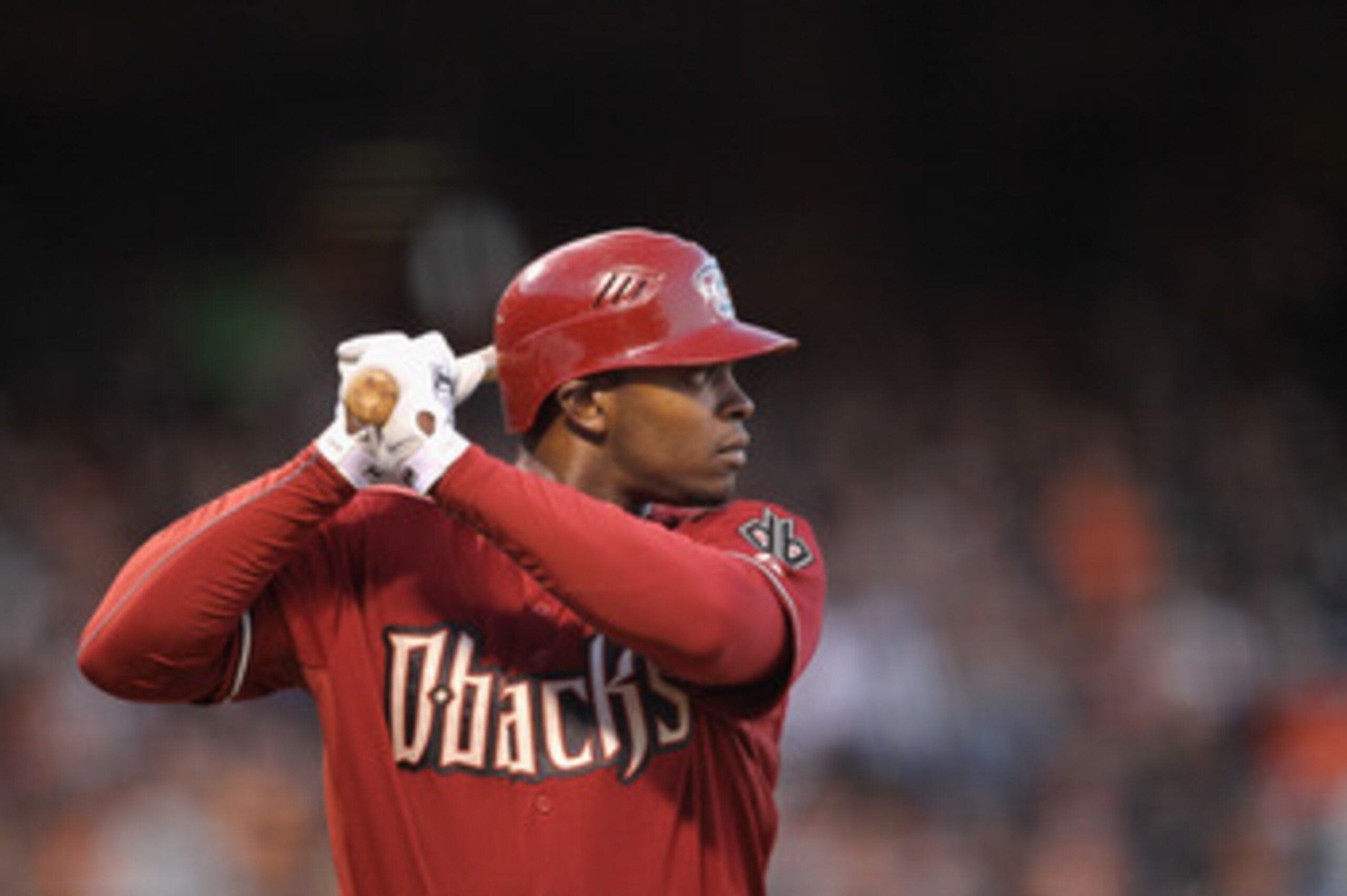 SAN FRANCISCO, CA - MAY 11:  Justin Upton #10 of the Arizona Diamondbacks in action against the San Francisco Giants at AT&T Park on May 11, 2011 in San Francisco, California.  (Photo by Ezra Shaw/Getty Images)