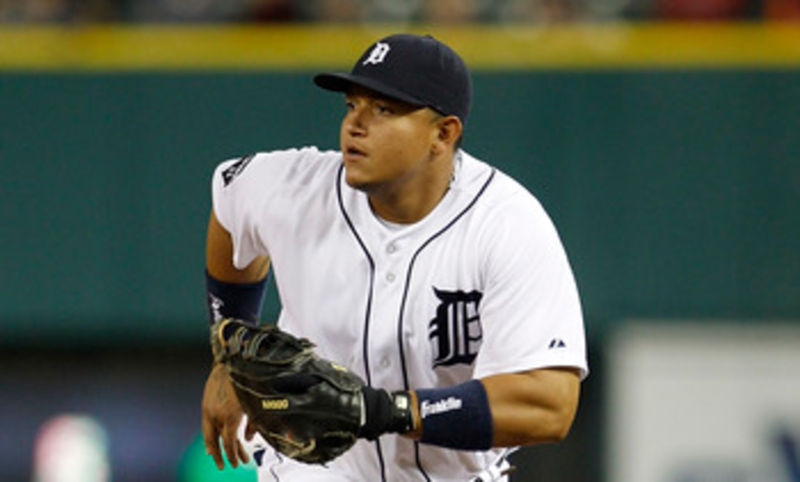 DETROIT - APRIL 26: Miguel Cabrera #24 of the Detroit Tigers covers first base during the game against the Seattle Mariners at Comerica Park on April 26, 2011 in Detroit, Michigan. The Mariners defeated the Tigers 7-3. (Photo by Leon Halip/Getty Images)