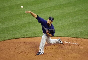 PHOENIX, AZ - MAY 04:  Starting pitcher Jhoulys Chacin #45 of the Colorado Rockies pitches against the Arizona Diamondbacks during the Major League Baseball game at Chase Field on May 4, 2011 in Phoenix, Arizona.  (Photo by Christian Petersen/Getty Images