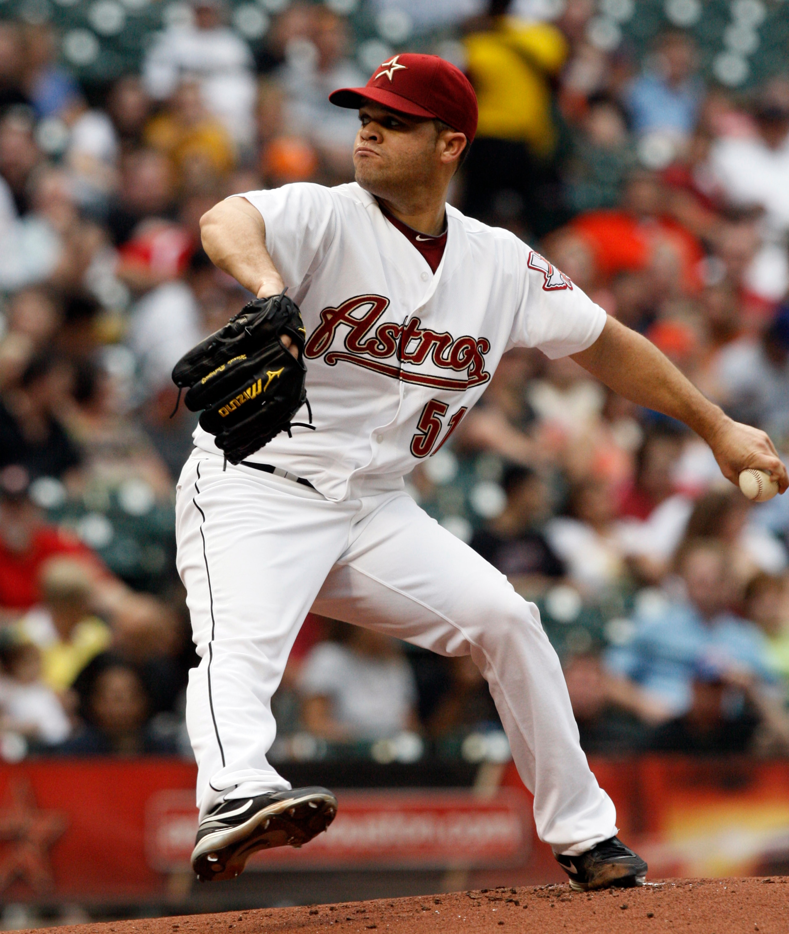 HOUSTON - APRIL 30: Pitcher Wandy Rodriguez #51 of the Houston Astros throws against the Milwaukee Brewers in the first inning at Minute Maid Park on April 30, 2011 in Houston, Texas. (Photo by Bob Levey/Getty Images) HOUSTON - APRIL 30: Pitcher Wandy Rodriguez #51 of the Houston Astros throws against the Milwaukee Brewers in the first inning at Minute Maid Park on April 30, 2011 in Houston, Texas. (Photo by Bob Levey/Getty Images)