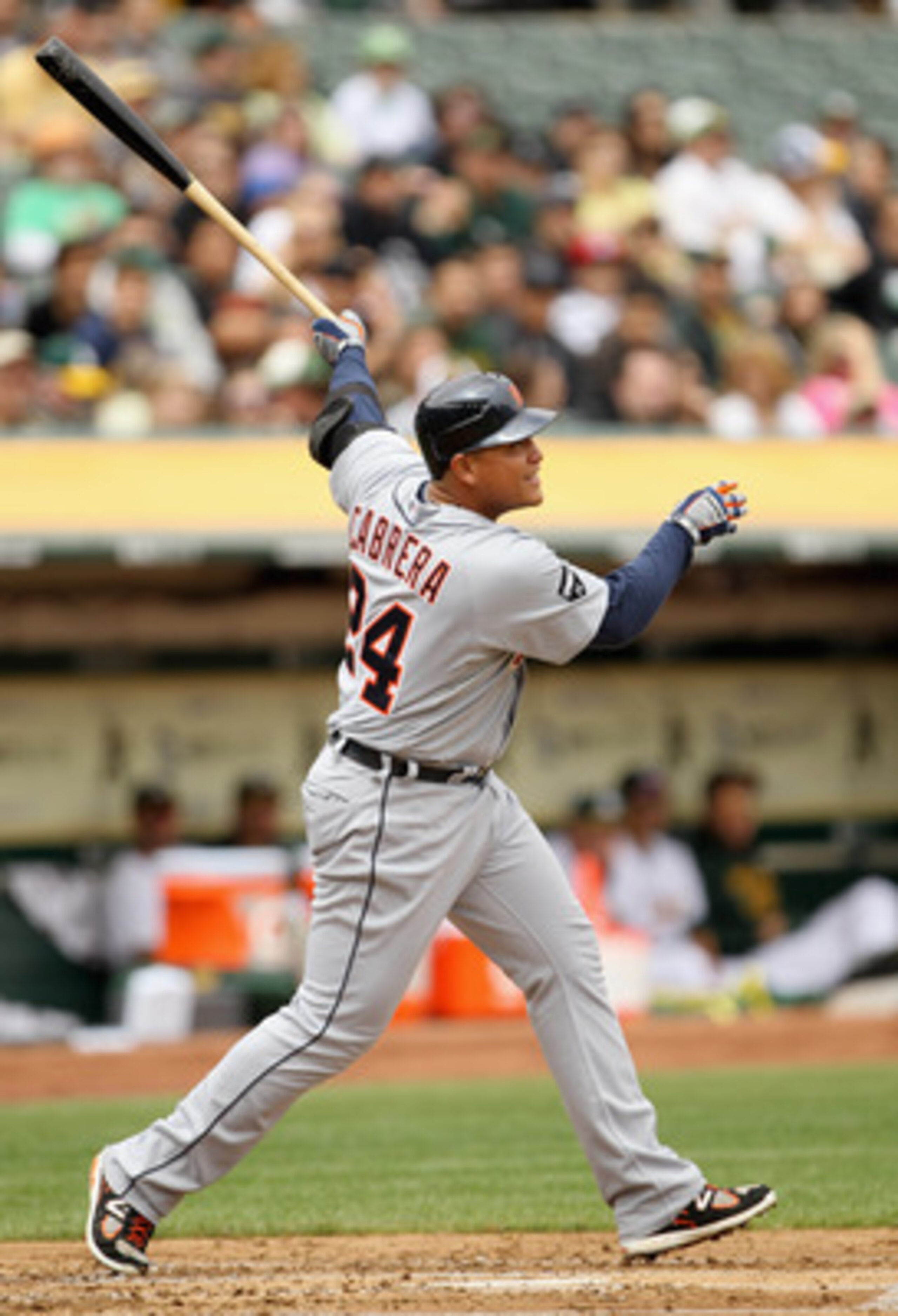 OAKLAND, CA - APRIL 17:  Miguel Cabrera #24 of the Detroit Tigers in action during their game against the Oakland Athletics at Oakland-Alameda County Coliseum on April 17, 2011 in Oakland, California.  (Photo by Ezra Shaw/Getty Images)