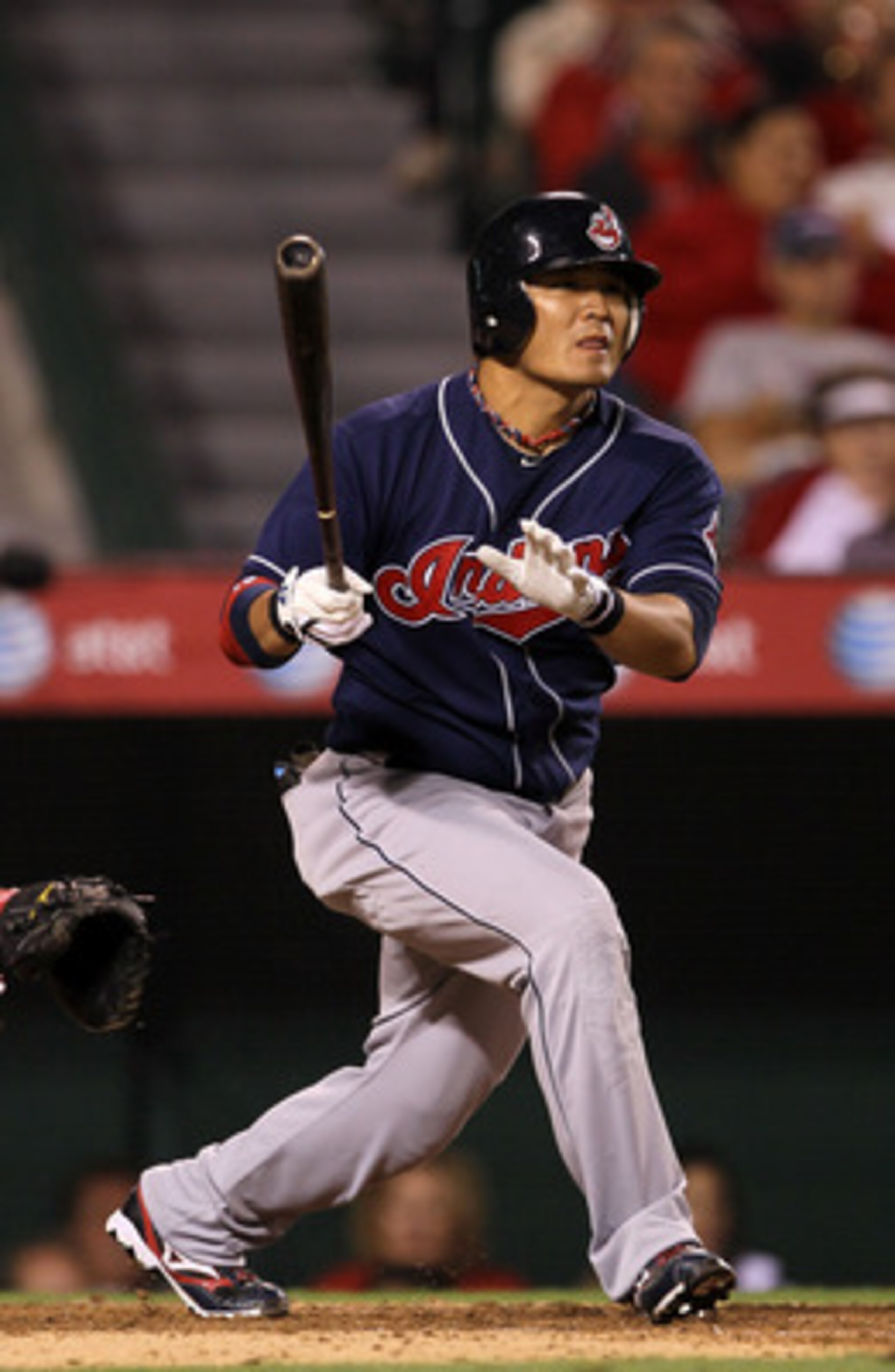 ANAHEIM, CA - SEPTEMBER 06:  Shin-Soo Choo #17 of the Cleveland Indians bats against the Los Angeles Angels of Anaheim on September 6, 2010 at Angel Stadium in Anaheim, California. The  Indians won 3-2.  (Photo by Stephen Dunn/Getty Images)