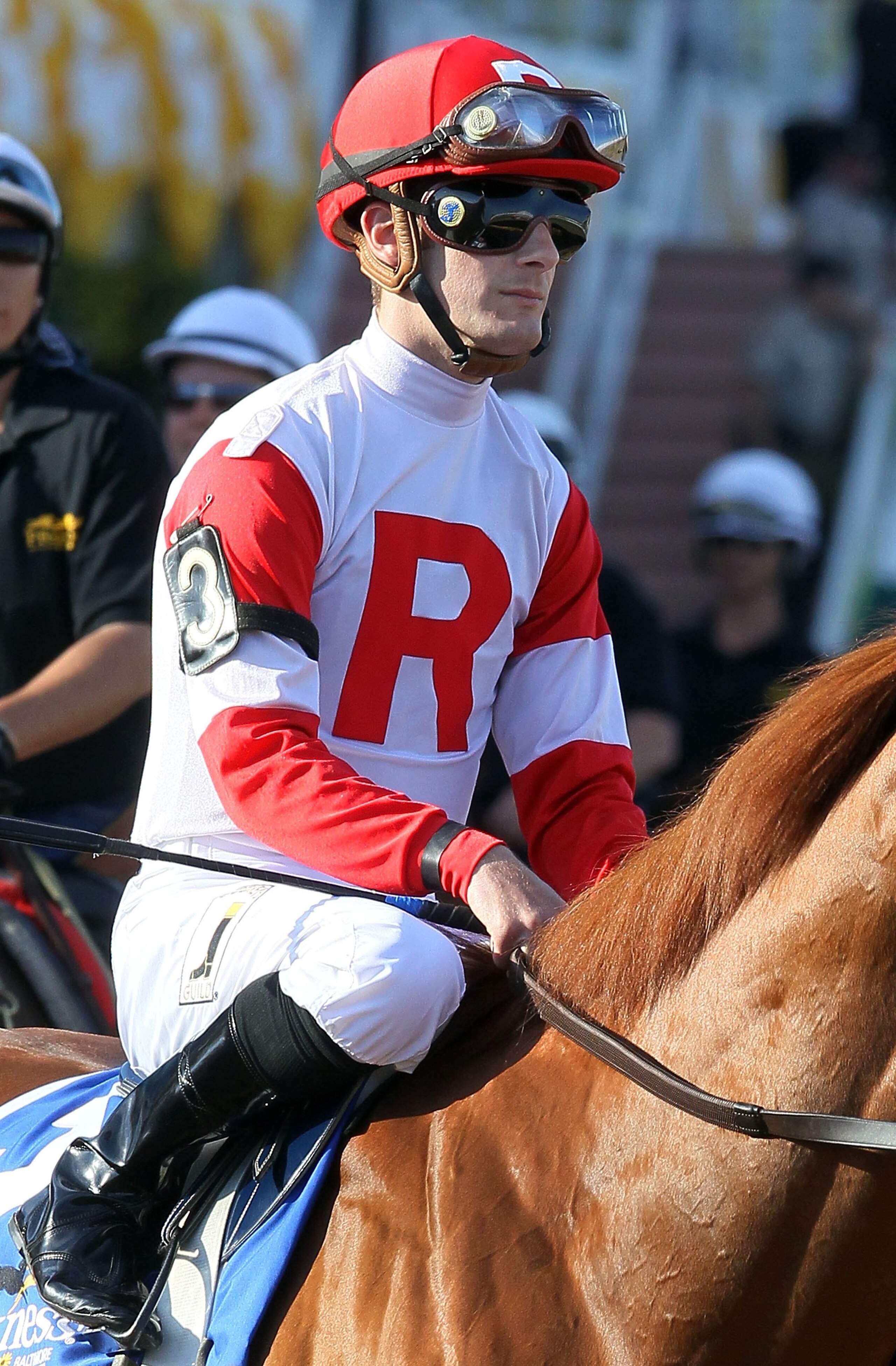 BALTIMORE - MAY 15: Julien Leparoux, upon Pleasant Prince, looks on prior to the start of the 135th running of the Preakness Stakes at Pimlico Race Course on May 15, 2010 in Baltimore, Maryland. (Photo by Jim McIsaac/Getty Images) BALTIMORE - MAY 15: Julien Leparoux, upon Pleasant Prince, looks on prior to the start of the 135th running of the Preakness Stakes at Pimlico Race Course on May 15, 2010 in Baltimore, Maryland. (Photo by Jim McIsaac/Getty Images)