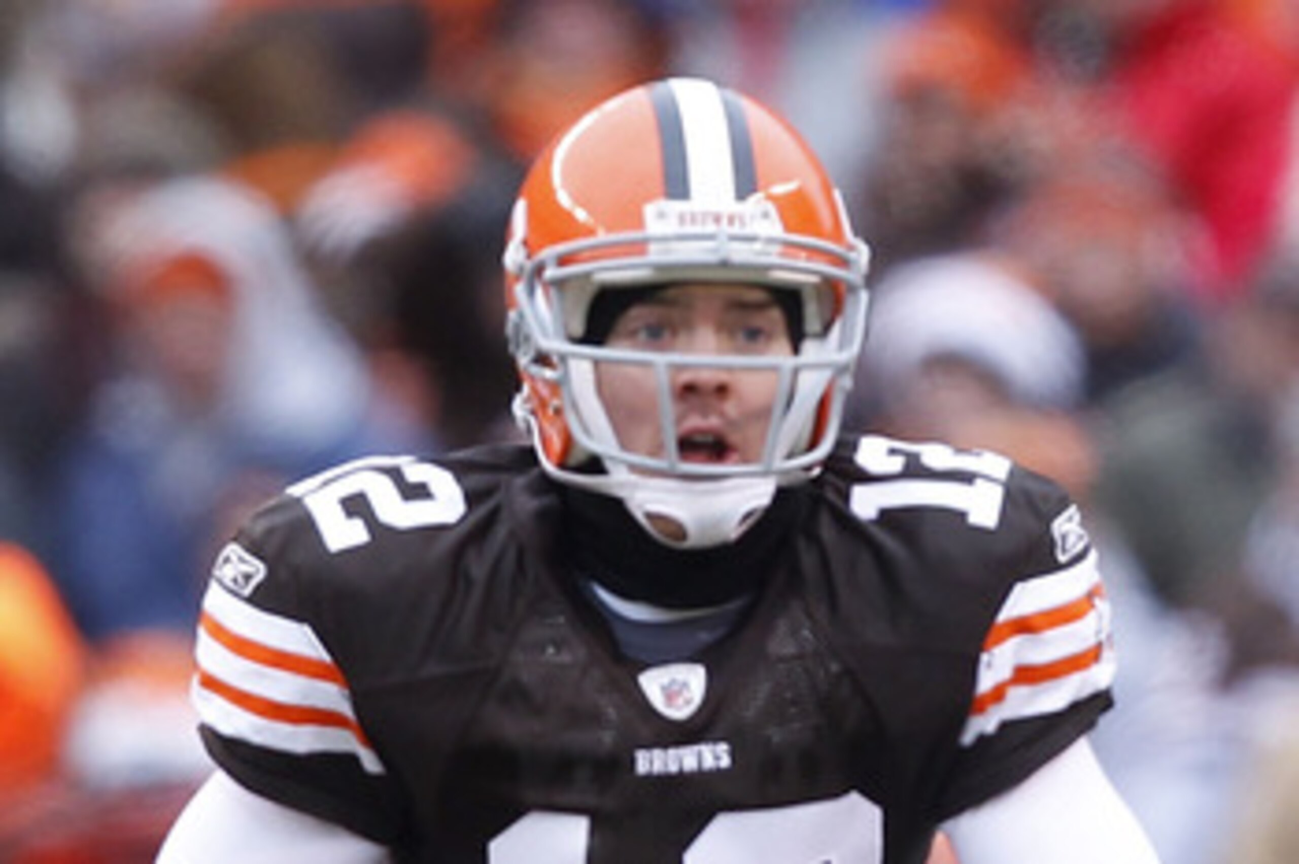 CLEVELAND - DECEMBER 26: Quarterback Colt McCoy #12 of the Cleveland Browns looks for a receiver against the Baltimore Ravens at Cleveland Browns Stadium on December 26, 2010 in Cleveland, Ohio. (Photo by Matt Sullivan/Getty Images) CLEVELAND - DECEMBER 26: Quarterback Colt McCoy #12 of the Cleveland Browns looks for a receiver against the Baltimore Ravens at Cleveland Browns Stadium on December 26, 2010 in Cleveland, Ohio. (Photo by Matt Sullivan/Getty Images)