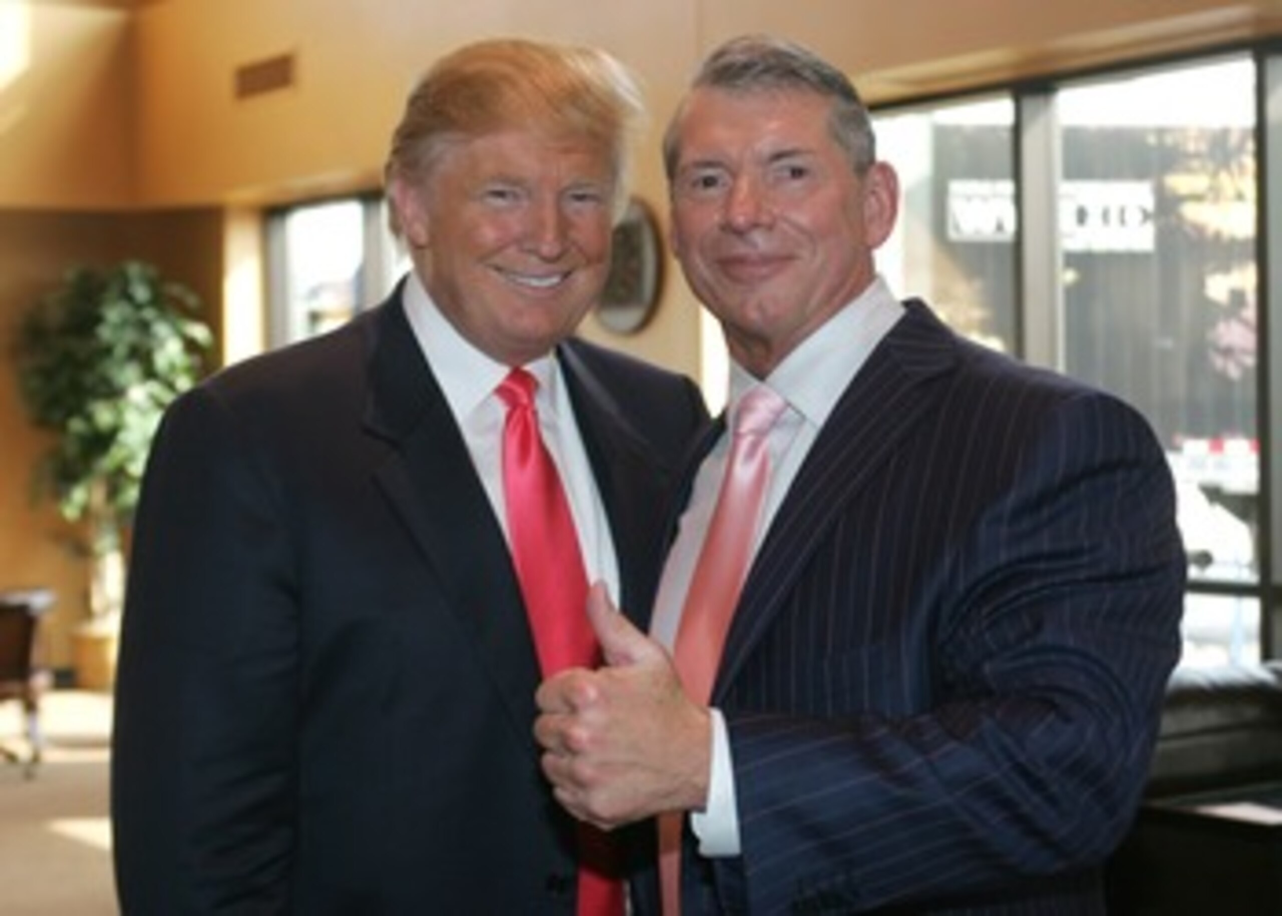 GREEN BAY, WI - JUNE 22: Vince McMahon (L) and Donald Trump attend a press conference about the WWE at the Austin Straubel International Airport on June 22, 2009 in Green Bay, Wisconsin. (Photo by Mark A. Wallenfang/Getty Images) GREEN BAY, WI - JUNE 22: Vince McMahon (L) and Donald Trump attend a press conference about the WWE at the Austin Straubel International Airport on June 22, 2009 in Green Bay, Wisconsin. (Photo by Mark A. Wallenfang/Getty Images)