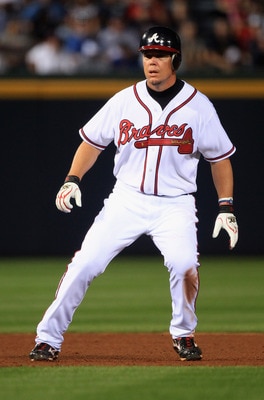 ATLANTA, GA - APRIL 08:  Chipper Jones #10 of the Atlanta Braves during their opening day game against the Philadephia Phillies at Turner Field on April 8, 2011 in Atlanta, Georgia.  (Photo by Streeter Lecka/Getty Images)