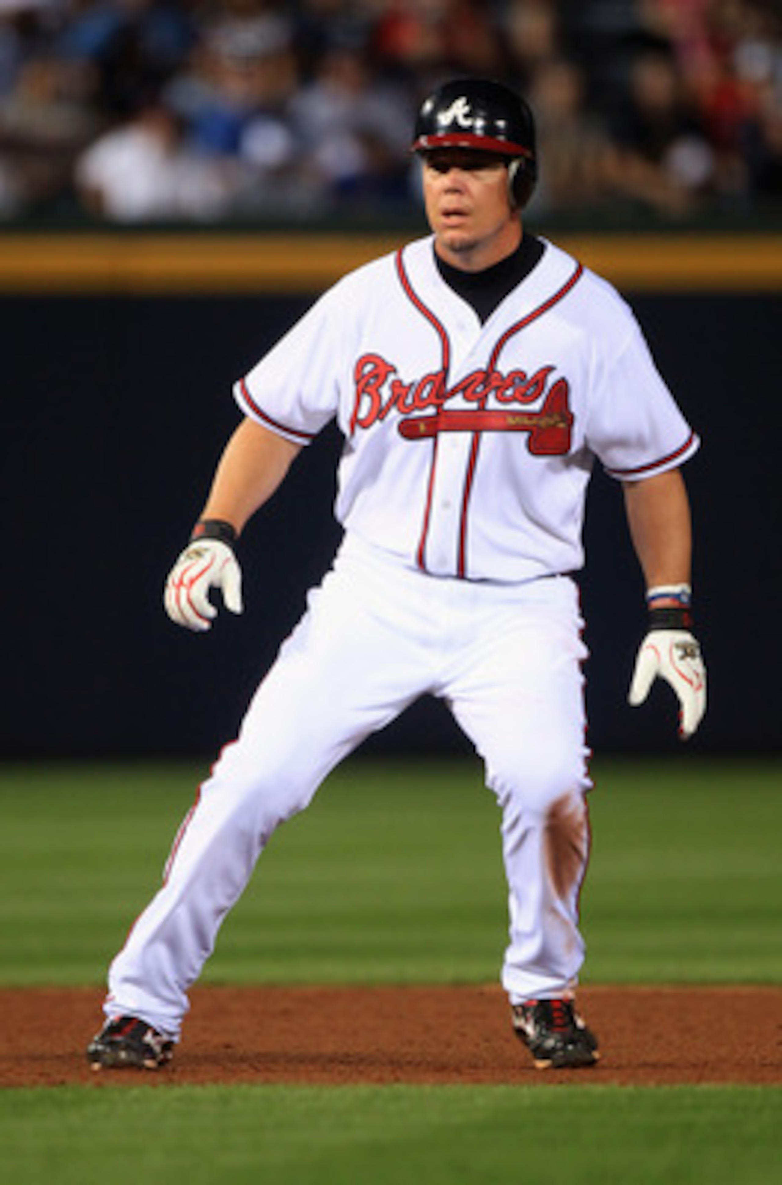 ATLANTA, GA - APRIL 08:  Chipper Jones #10 of the Atlanta Braves during their opening day game against the Philadephia Phillies at Turner Field on April 8, 2011 in Atlanta, Georgia.  (Photo by Streeter Lecka/Getty Images)