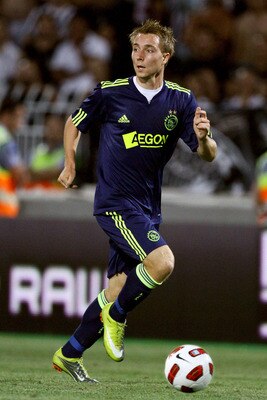 THESSALONIKI, GREECE - AUGUST 04:  Christian Eriksen of Ajax with the ball  during the Uefa Champions League qualifying match between Paok and Ajax at Toumba Stadium on August 4, 2010 in Thessaloniki, Greece.  (Photo by Getty Images/Getty Images)